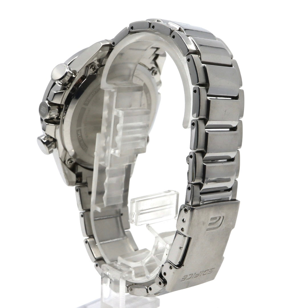 【稼働品】カシオ CASIO エディフィス EDIFICE EQB-501 タフソーラー Bluetooth搭載 モバイルリンク クロノグラフ ホワイト文字盤 シルバー ステンレス メンズ 腕時計 アナログ デュアルタイム 多機能 スポーティ ビジネス G7