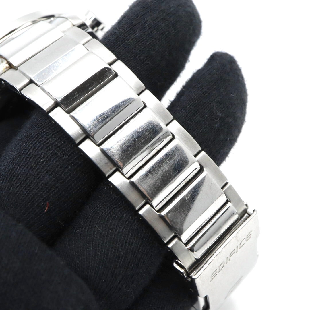 【稼働品】カシオ CASIO エディフィス EDIFICE EQB-501 タフソーラー Bluetooth搭載 モバイルリンク クロノグラフ ホワイト文字盤 シルバー ステンレス メンズ 腕時計 アナログ デュアルタイム 多機能 スポーティ ビジネス G7