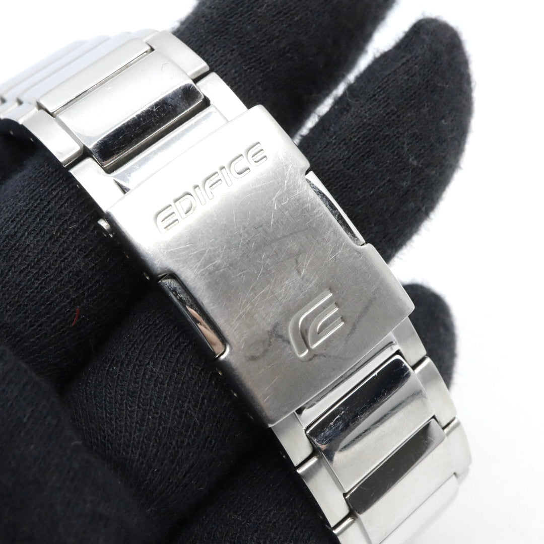 【稼働品】カシオ CASIO エディフィス EDIFICE EQB-501 タフソーラー Bluetooth搭載 モバイルリンク クロノグラフ ホワイト文字盤 シルバー ステンレス メンズ 腕時計 アナログ デュアルタイム 多機能 スポーティ ビジネス G7