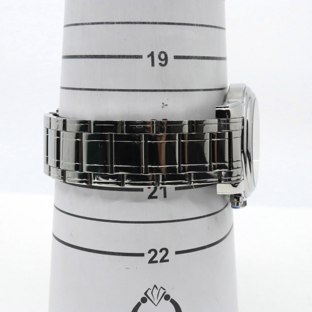 【新品電池交換済】美品 ブルッキアーナ BROOKIANA クロノグラフ BA1617 メンズ 腕時計 クォーツ アナログ デイト シルバー ブラック 黒文字盤 青石リューズ カボション ビッグフェイス ステンレス 3針 男性用 ビジネス カジュアル 箱付 G