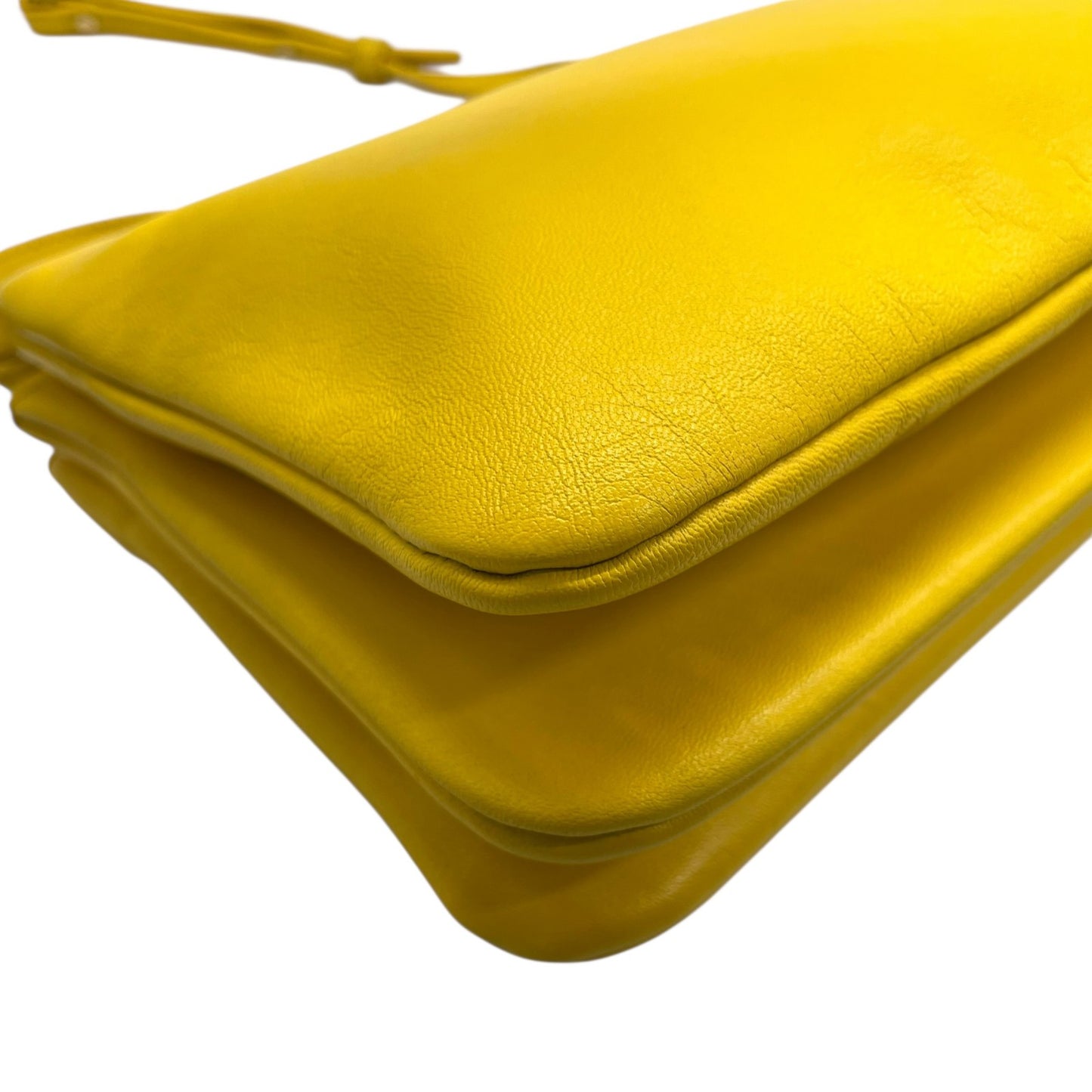 CELINE セリーヌ Trio Small トリオ スモール ショルダーバッグ E2 クロスボディバッグ ラムスキン レザー イエロー ゴールド金具 フィービー期 3連ポーチ レディース