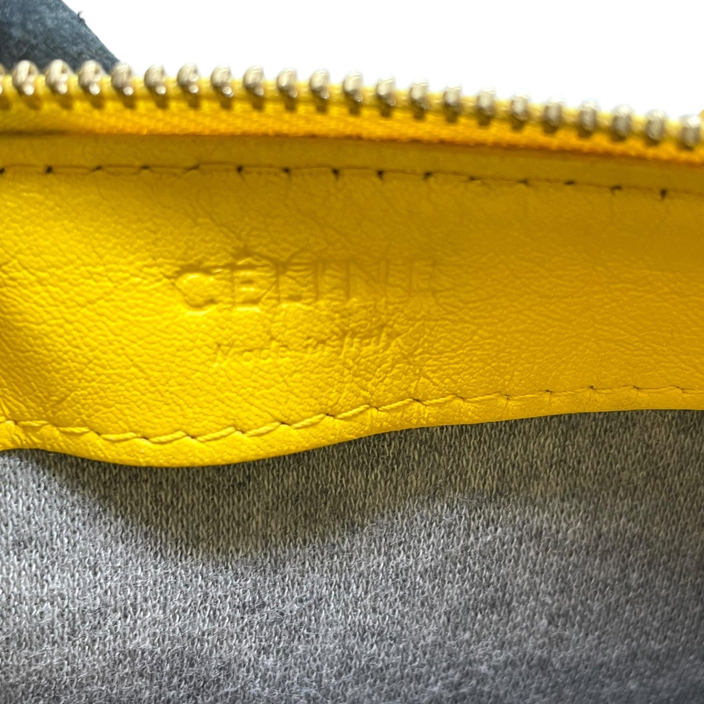 CELINE セリーヌ Trio Small トリオ スモール ショルダーバッグ E2 クロスボディバッグ ラムスキン レザー イエロー ゴールド金具 フィービー期 3連ポーチ レディース