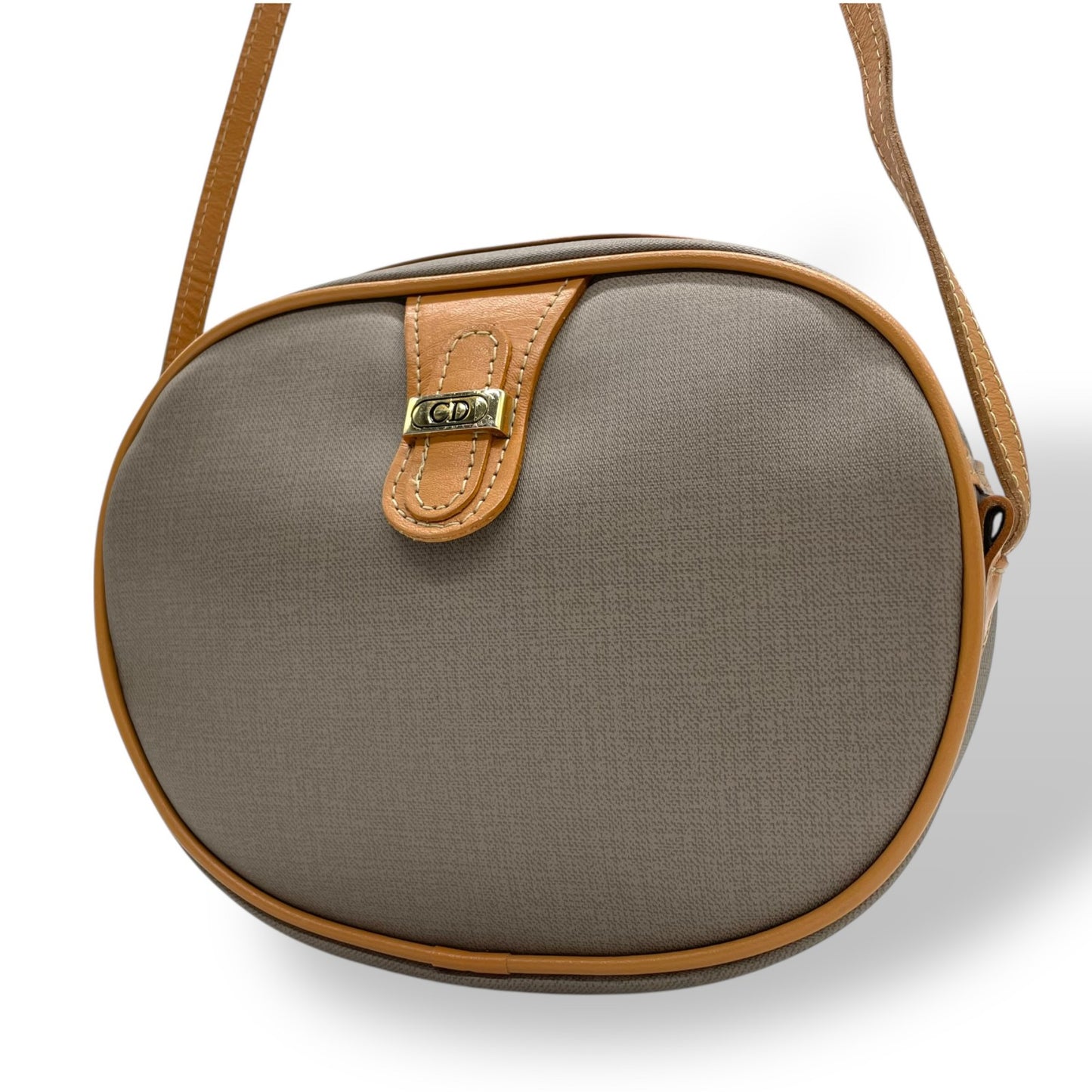 【美品】クリスチャンディオール Christian Dior ショルダーバッグ 斜め掛け可 ハニカム柄 PVC レザー グレー ブラウン ゴールド金具 ビンテージ オールドディオール クラシック エレガント 希少 レア スクエア レディース フランス製 K3