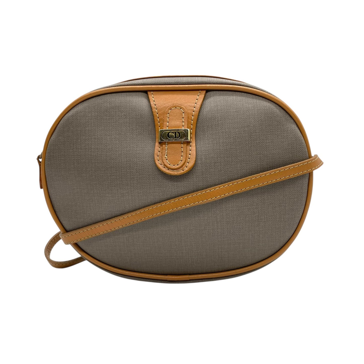 【美品】クリスチャンディオール Christian Dior ショルダーバッグ 斜め掛け可 ハニカム柄 PVC レザー グレー ブラウン ゴールド金具 ビンテージ オールドディオール クラシック エレガント 希少 レア スクエア レディース フランス製 K3