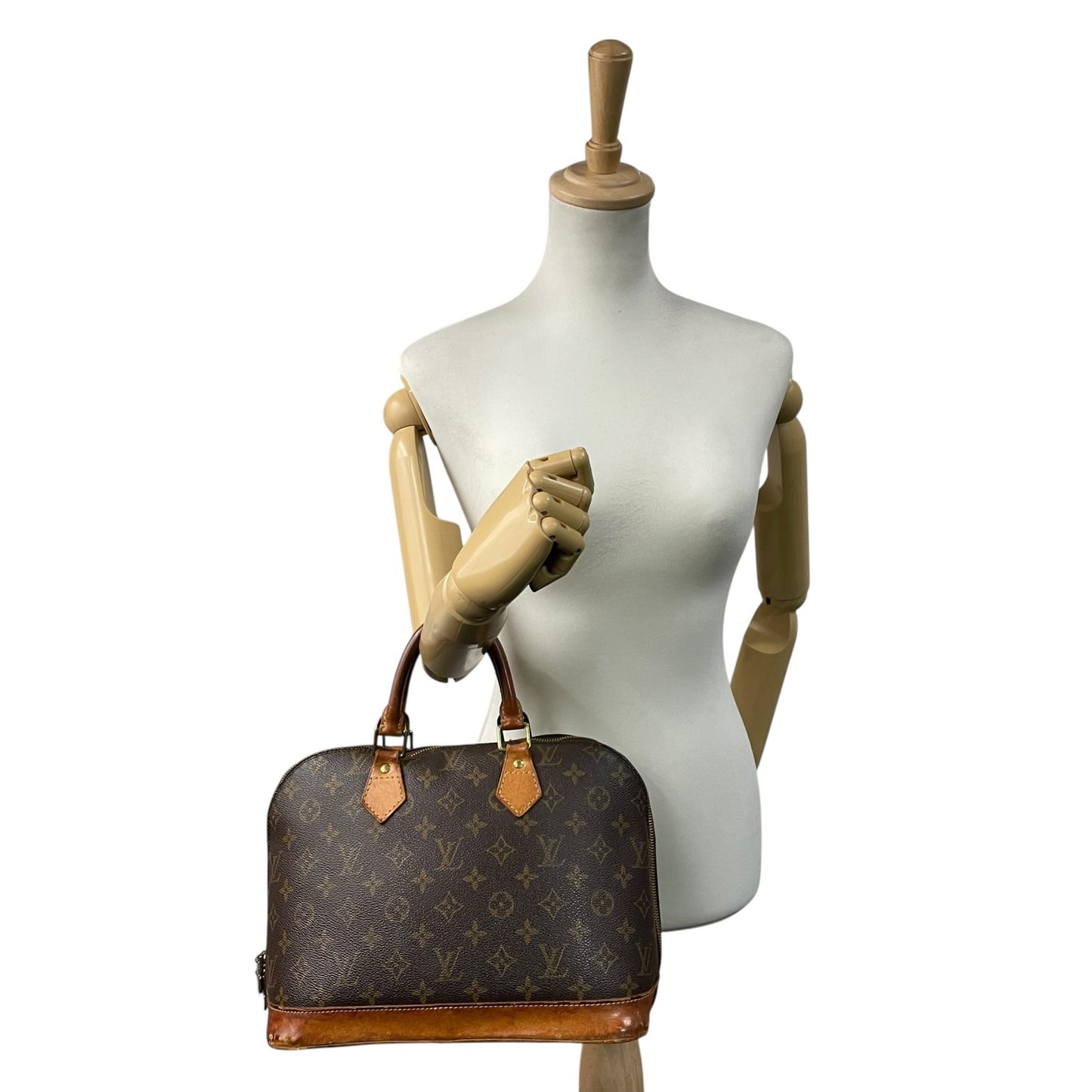 良品 ルイヴィトン LOUIS VUITTON ハンドバッグ アルマ モノグラム PVC レザー ブラウン 茶色 ゴールド金具 自立可 ヴィンテージ ビンテージ クラシック エレガント 鞄 カバン 手提げ レディース 普段使い 定番 人気 モデル レア H
