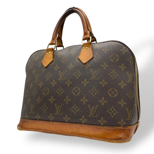 良品 ルイヴィトン LOUIS VUITTON ハンドバッグ アルマ モノグラム PVC レザー ブラウン 茶色 ゴールド金具 自立可 ヴィンテージ ビンテージ クラシック エレガント 鞄 カバン 手提げ レディース 普段使い 定番 人気 モデル レア H