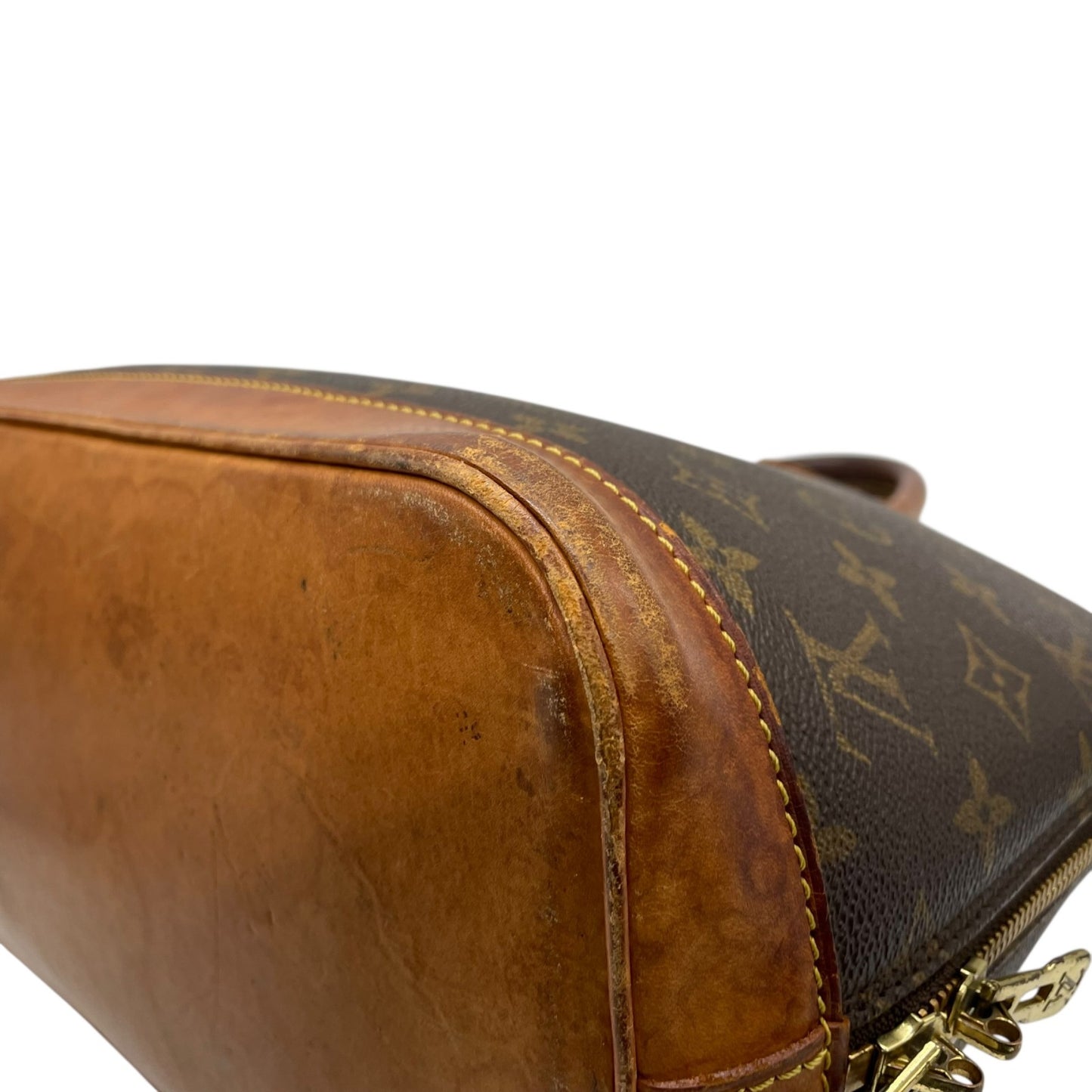 良品 ルイヴィトン LOUIS VUITTON ハンドバッグ アルマ モノグラム PVC レザー ブラウン 茶色 ゴールド金具 自立可 ヴィンテージ ビンテージ クラシック エレガント 鞄 カバン 手提げ レディース 普段使い 定番 人気 モデル レア H
