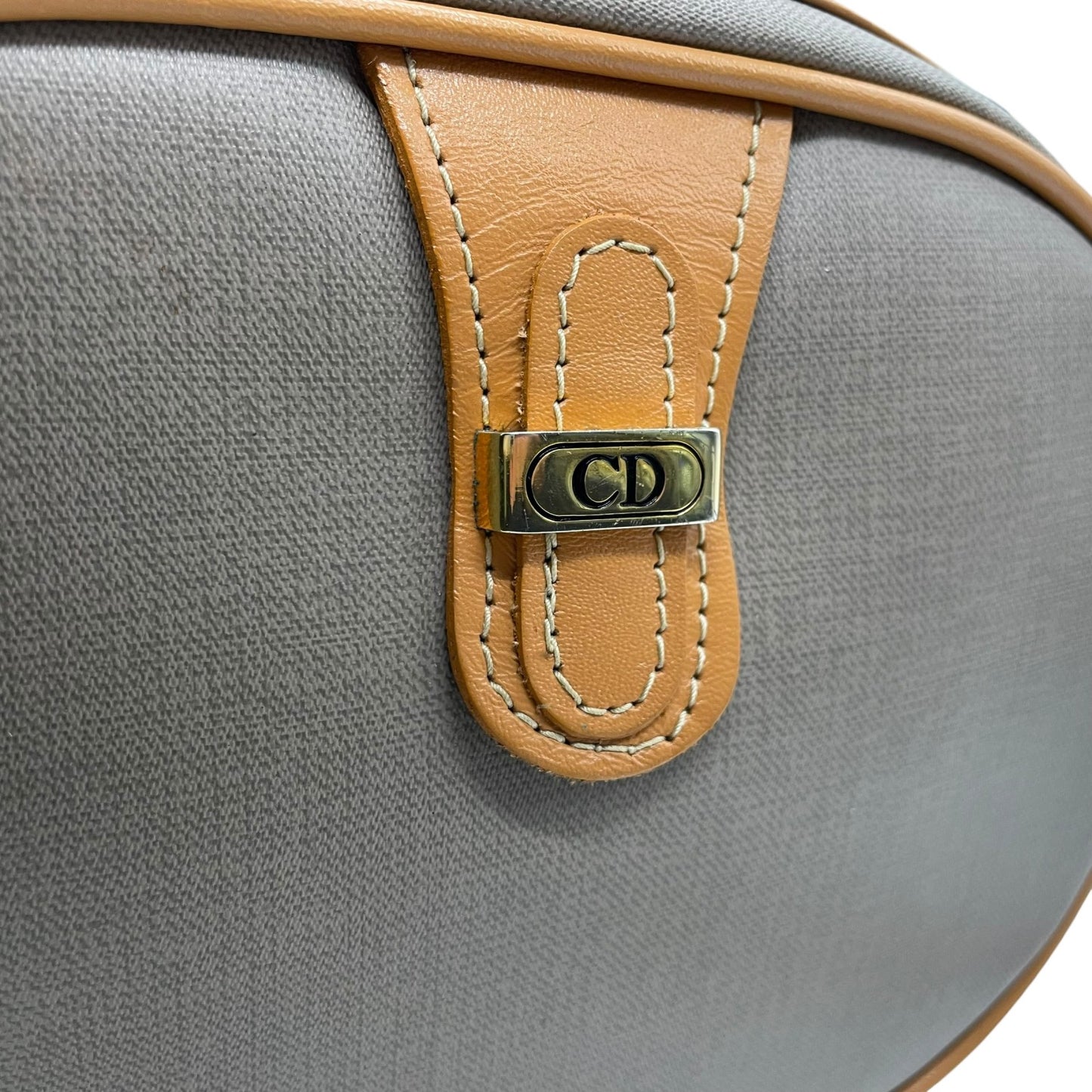 【美品】クリスチャンディオール Christian Dior ショルダーバッグ 斜め掛け可 ハニカム柄 PVC レザー グレー ブラウン ゴールド金具 ビンテージ オールドディオール クラシック エレガント 希少 レア スクエア レディース フランス製 K3