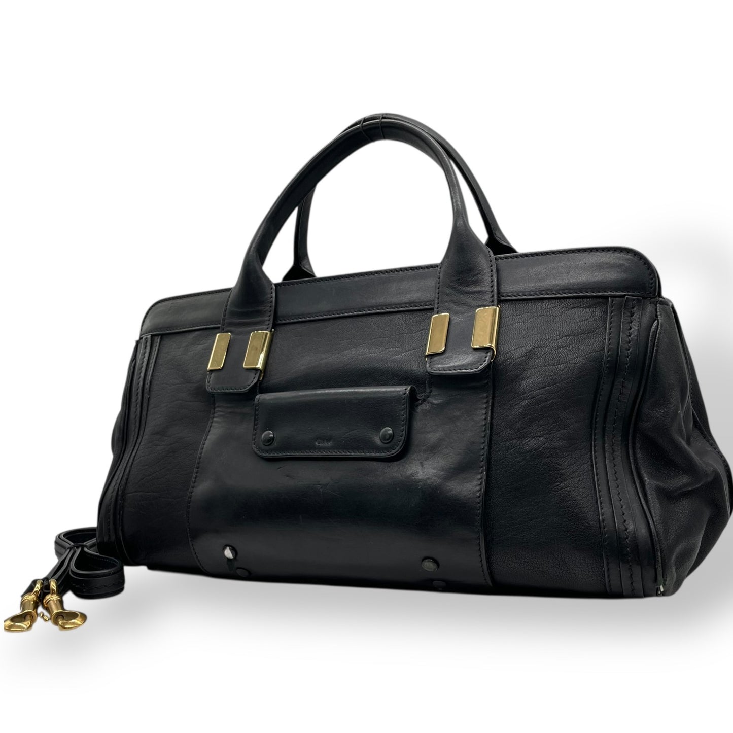 Chloe クロエ Alice アリス レザー 2WAY ハンドバッグ ショルダーバッグ ブラック ゴールド金具 レディース E9