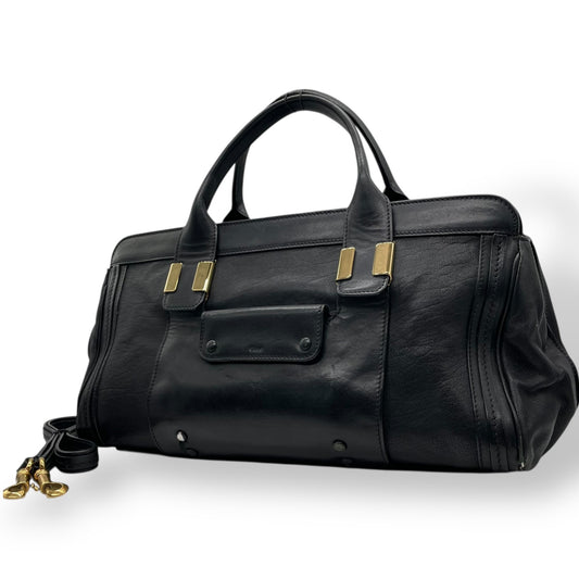 Chloe クロエ Alice アリス レザー 2WAY ハンドバッグ ショルダーバッグ ブラック ゴールド金具 レディース E9