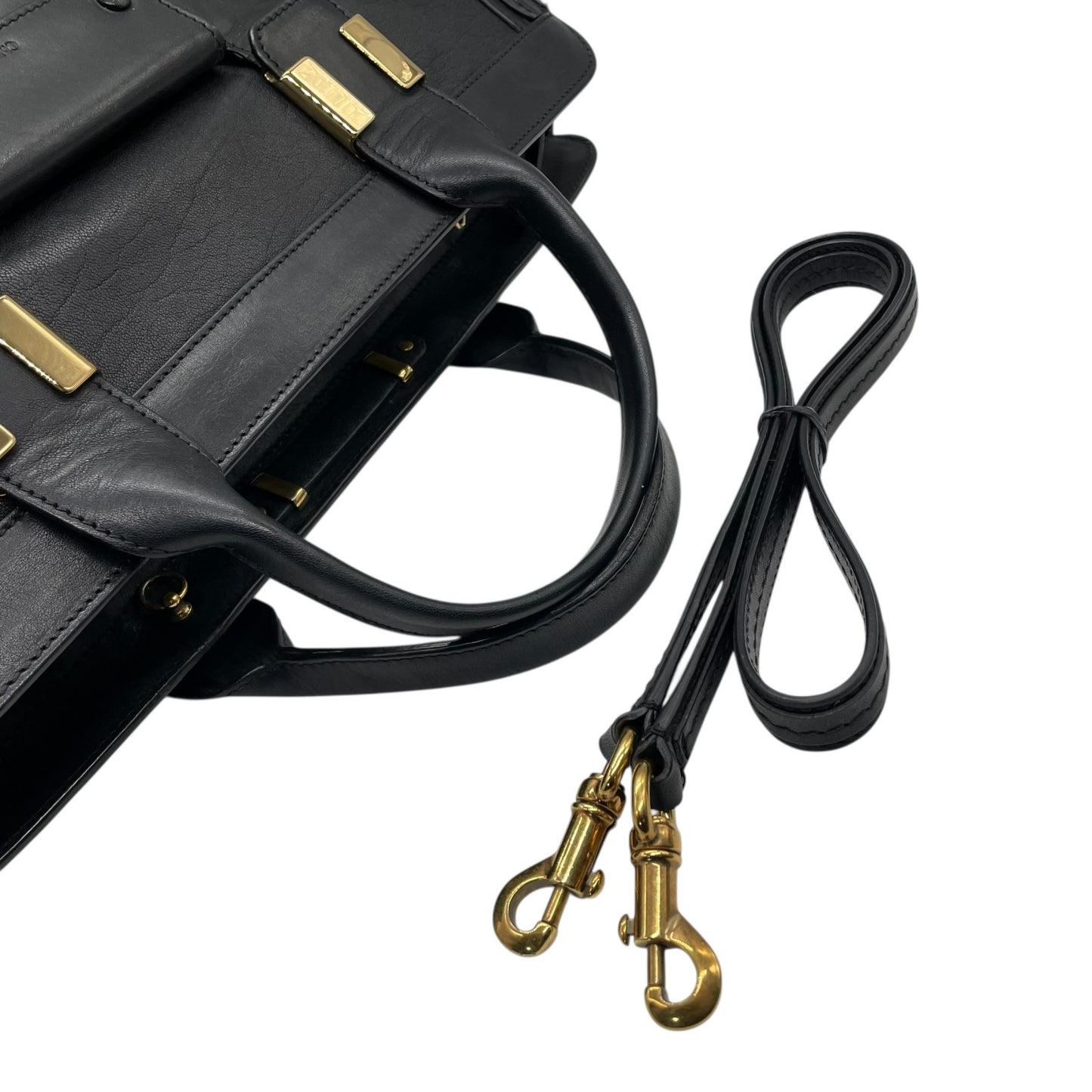 Chloe クロエ Alice アリス レザー 2WAY ハンドバッグ ショルダーバッグ ブラック ゴールド金具 レディース E9