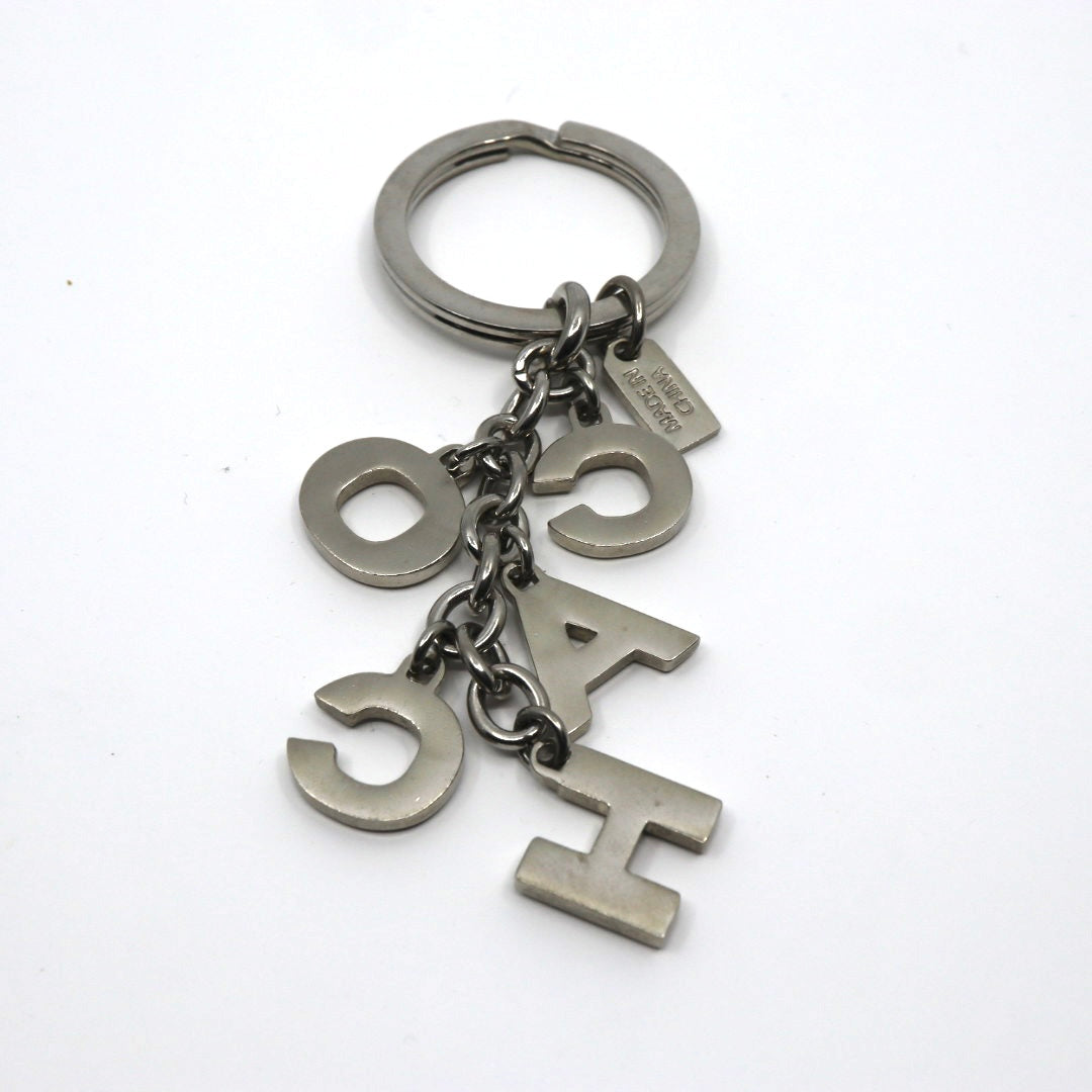 コーチ COACH ロゴ キーホルダー シルバーカラー ラインストーン チャーム レディース 美品 i2