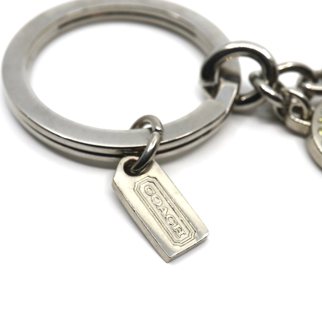 コーチ COACH ロゴ キーホルダー シルバーカラー ラインストーン チャーム レディース 美品 i2