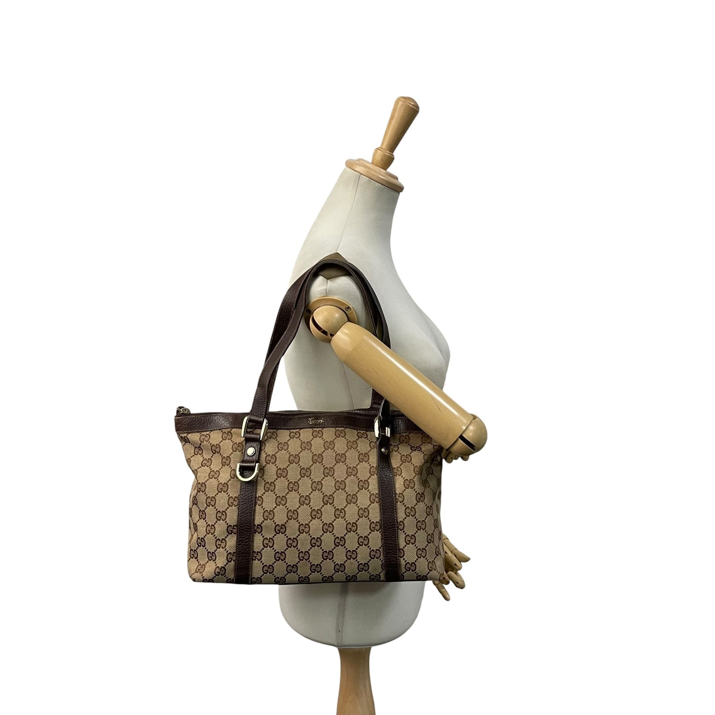 グッチ GUCCI GGキャンバス トートバッグ ハンドバッグ 肩掛け A4収納 キャンバス レザー ブラウン 茶色 ゴールド金具 エレガント カジュアル デイリー 通勤 通学 レディース 女性 人気 定番 141470 C8