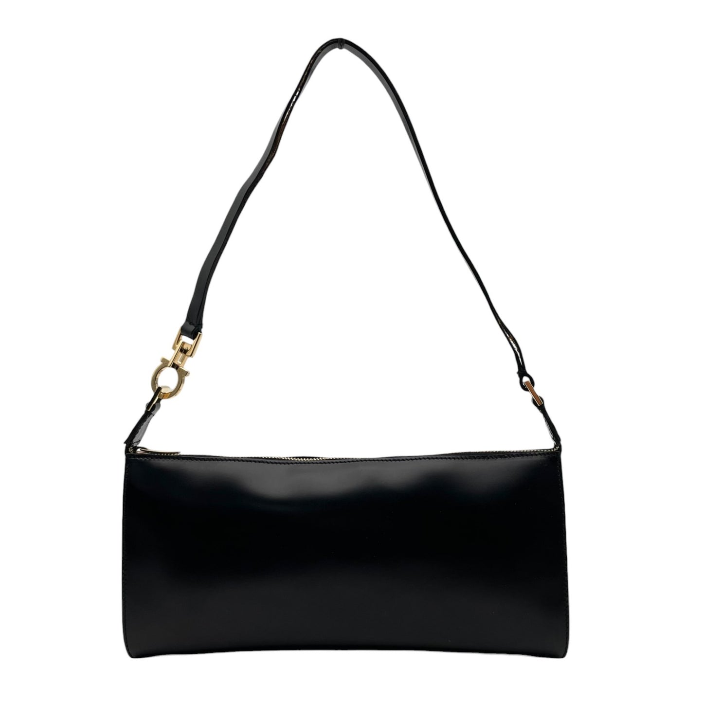 【良品】 サルヴァトーレ フェラガモ Salvatore Ferragamo アクセサリーポーチ ミニバッグ レザー ブラック 黒 ゴールド金具 ガンチーニ エレガント クラシック 上品 鞄 パーティー レディース 定番 人気 S93