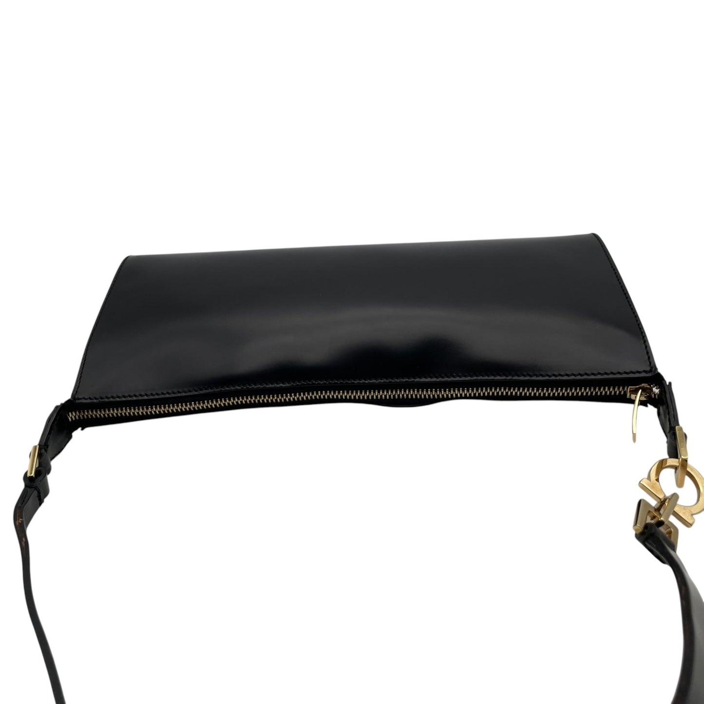 【良品】 サルヴァトーレ フェラガモ Salvatore Ferragamo アクセサリーポーチ ミニバッグ レザー ブラック 黒 ゴールド金具 ガンチーニ エレガント クラシック 上品 鞄 パーティー レディース 定番 人気 S93