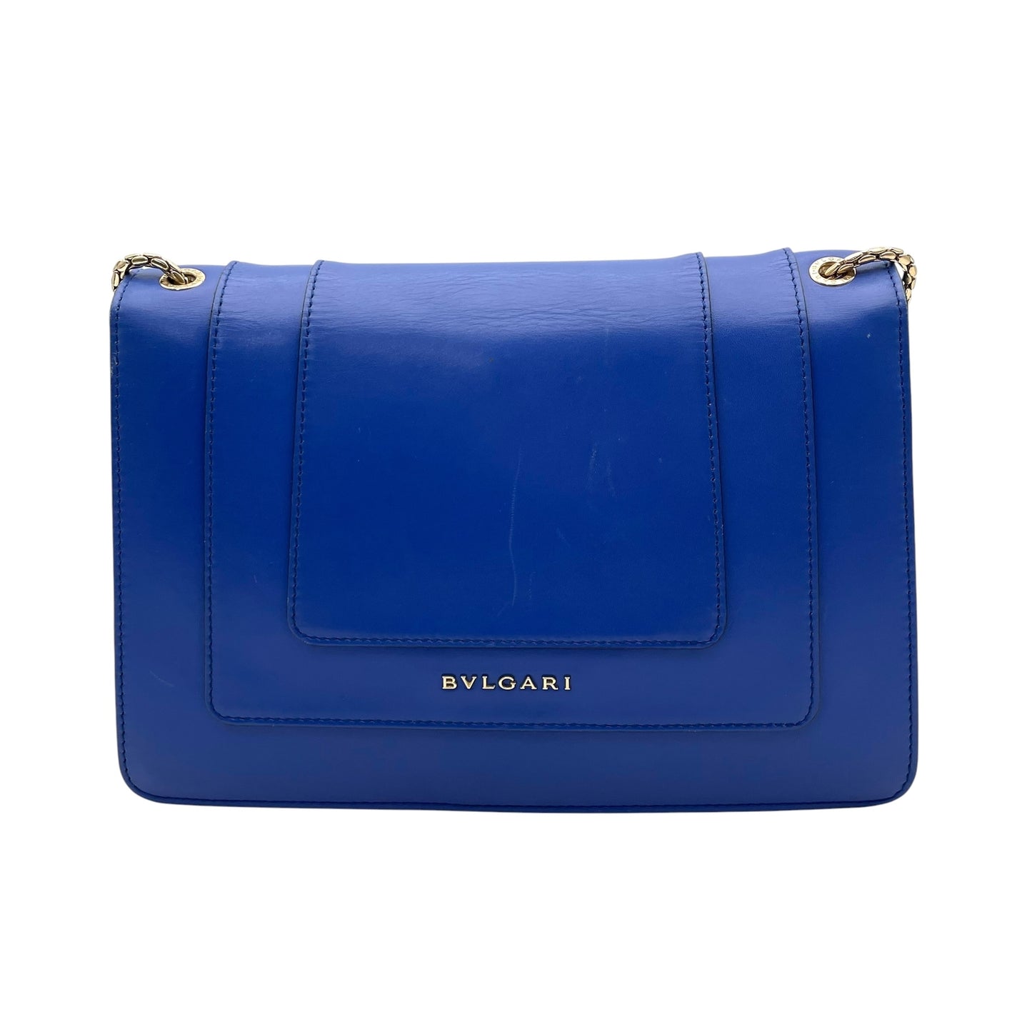 ブルガリ BVLGARI セルペンティ フォーエバー 38102 ショルダーバッグ カーフレザー ブルー ゴールド金具 チェーン レディース D