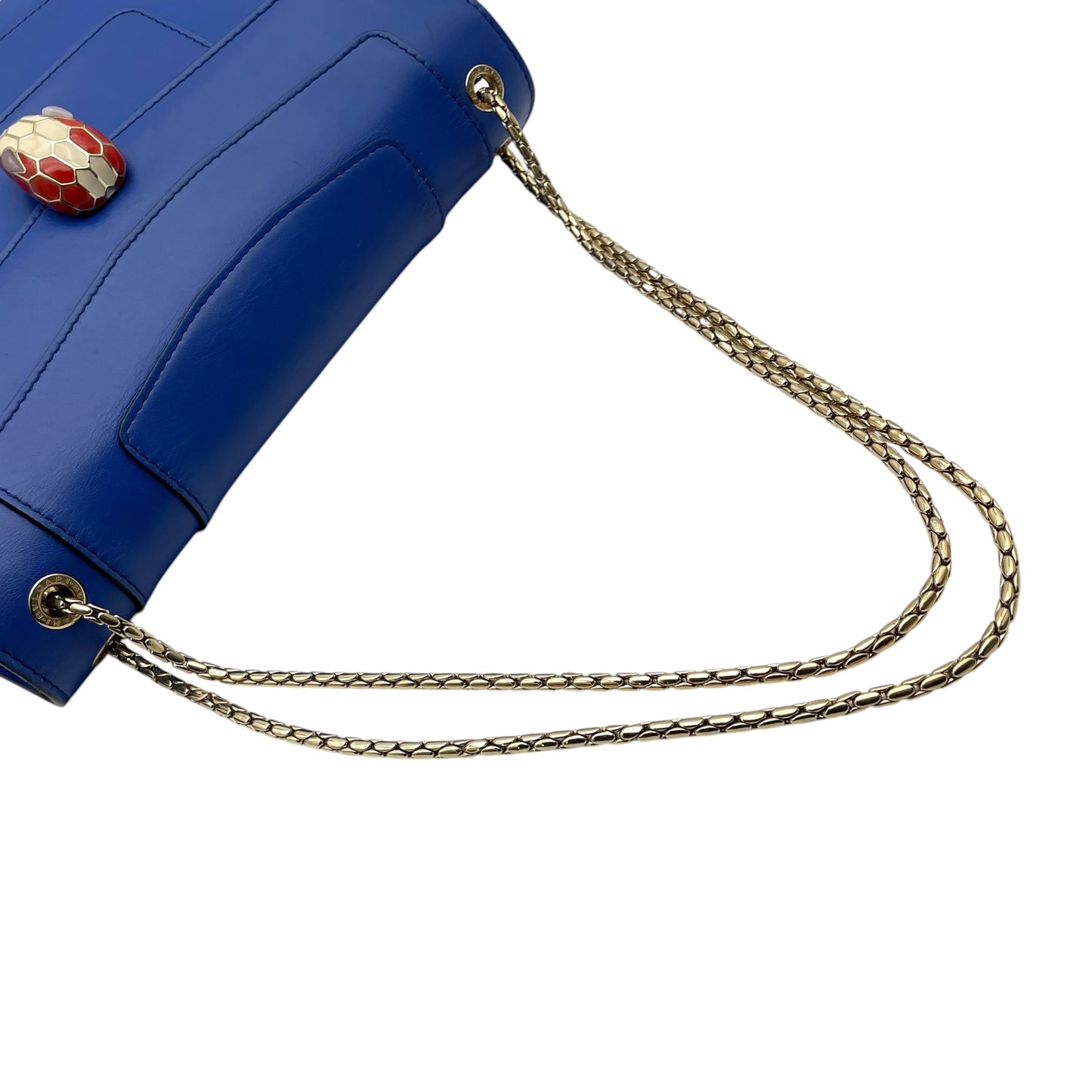 ブルガリ BVLGARI セルペンティ フォーエバー 38102 ショルダーバッグ カーフレザー ブルー ゴールド金具 チェーン レディース D