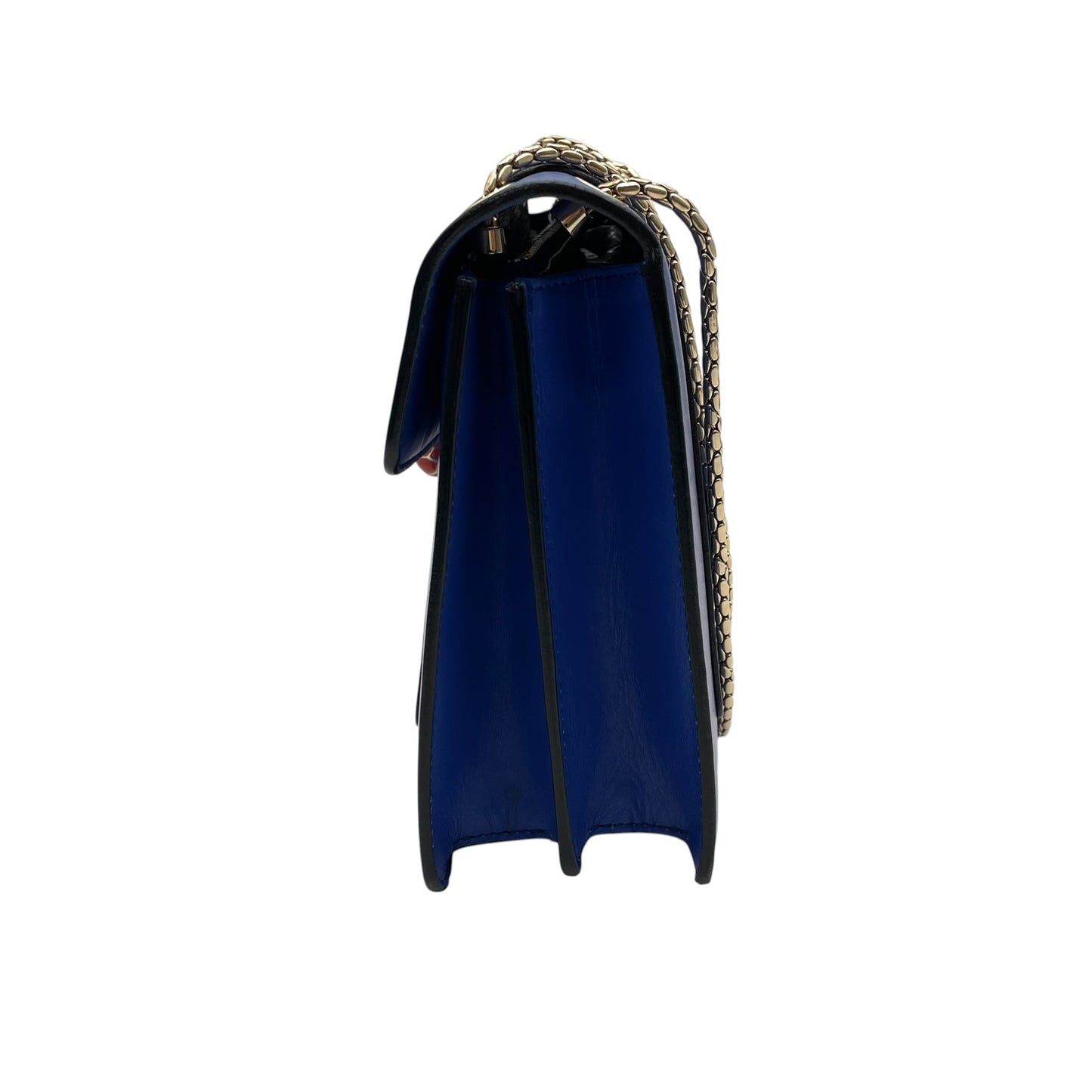 ブルガリ BVLGARI セルペンティ フォーエバー 38102 ショルダーバッグ カーフレザー ブルー ゴールド金具 チェーン レディース D