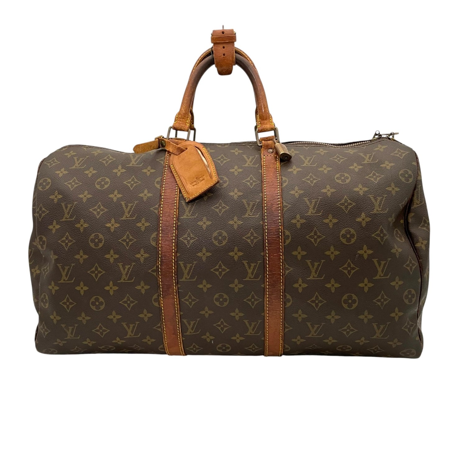 ルイ・ヴィトン LOUIS VUITTON キーポル50 ボストンバッグ モノグラム PVC レザー ブラウン 茶 ゴールド金具 旅行鞄 トラベル 大容量 ヴィンテージ クラシック メンズ レディース ユニセックス 定番 人気 H