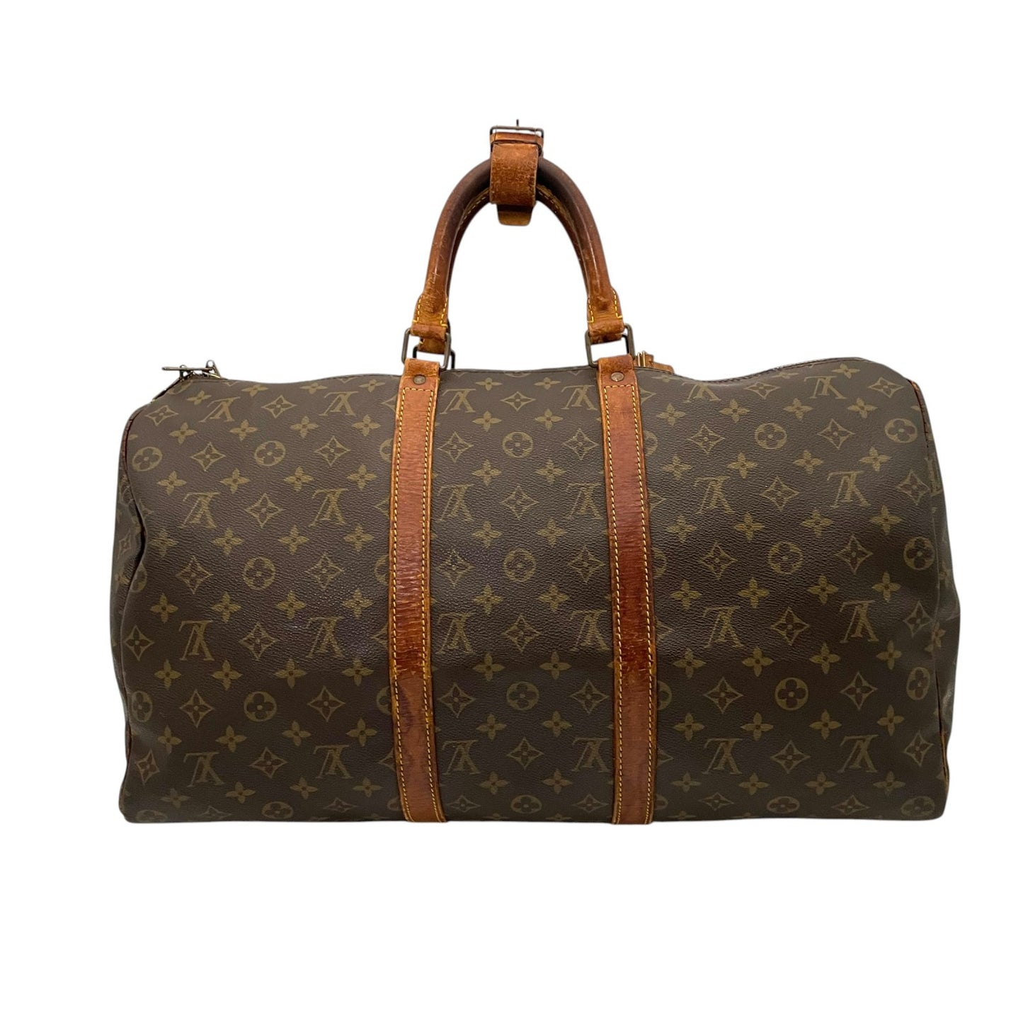 ルイ・ヴィトン LOUIS VUITTON キーポル50 ボストンバッグ モノグラム PVC レザー ブラウン 茶 ゴールド金具 旅行鞄 トラベル 大容量 ヴィンテージ クラシック メンズ レディース ユニセックス 定番 人気 H