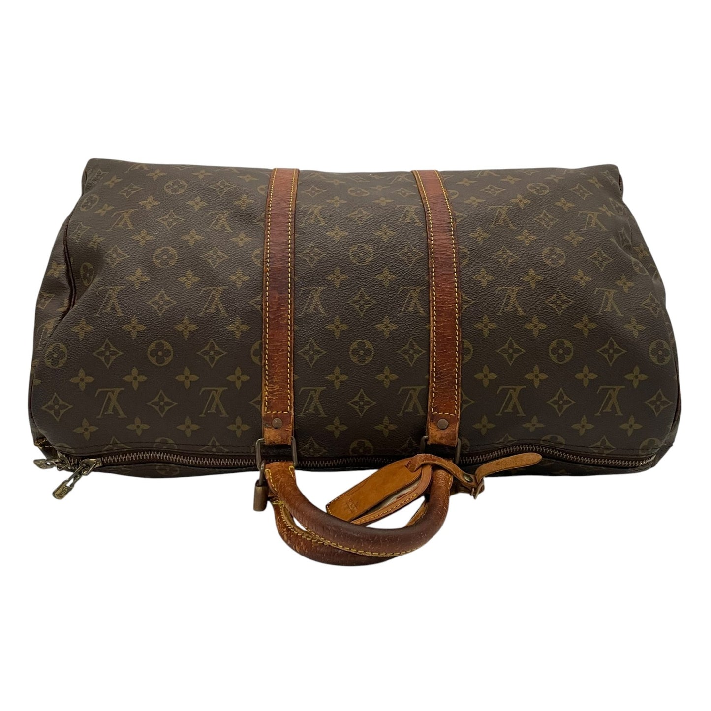 ルイ・ヴィトン LOUIS VUITTON キーポル50 ボストンバッグ モノグラム PVC レザー ブラウン 茶 ゴールド金具 旅行鞄 トラベル 大容量 ヴィンテージ クラシック メンズ レディース ユニセックス 定番 人気 H