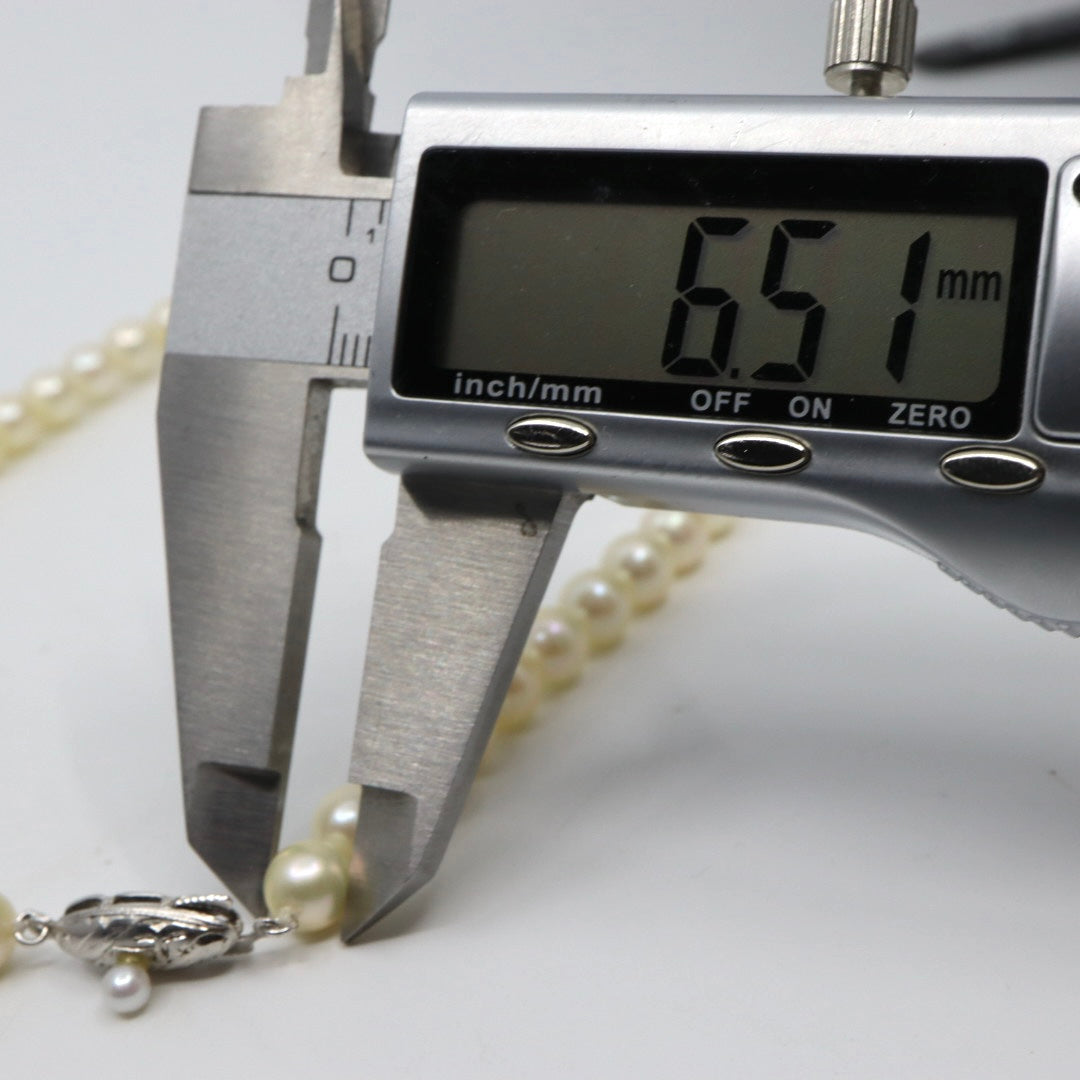 本真珠 アコヤ真珠 ネックレス シルバー金具 i2 約41cm ラウンドパール 約6.5〜6.9mm フォーマル 冠婚葬祭 セレモニー パールネックレス レディース ジュエリー