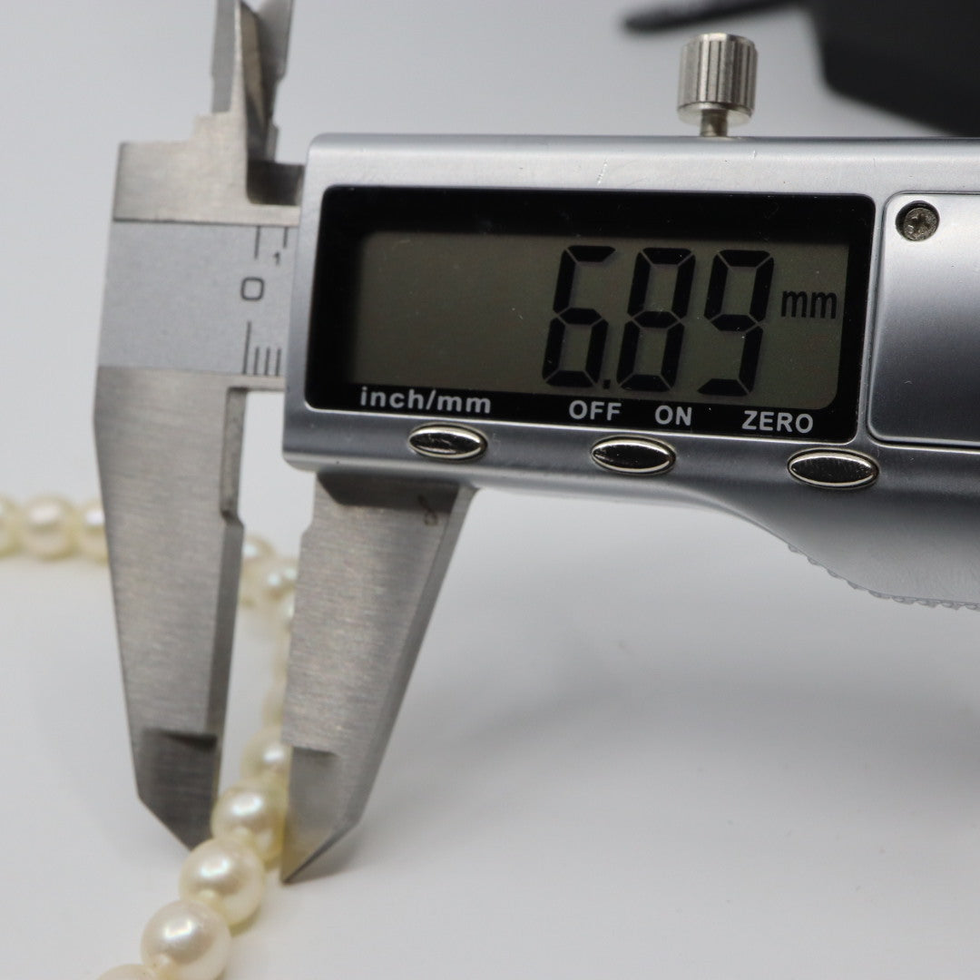 本真珠 アコヤ真珠 ネックレス シルバー金具 i2 約41cm ラウンドパール 約6.5〜6.9mm フォーマル 冠婚葬祭 セレモニー パールネックレス レディース ジュエリー