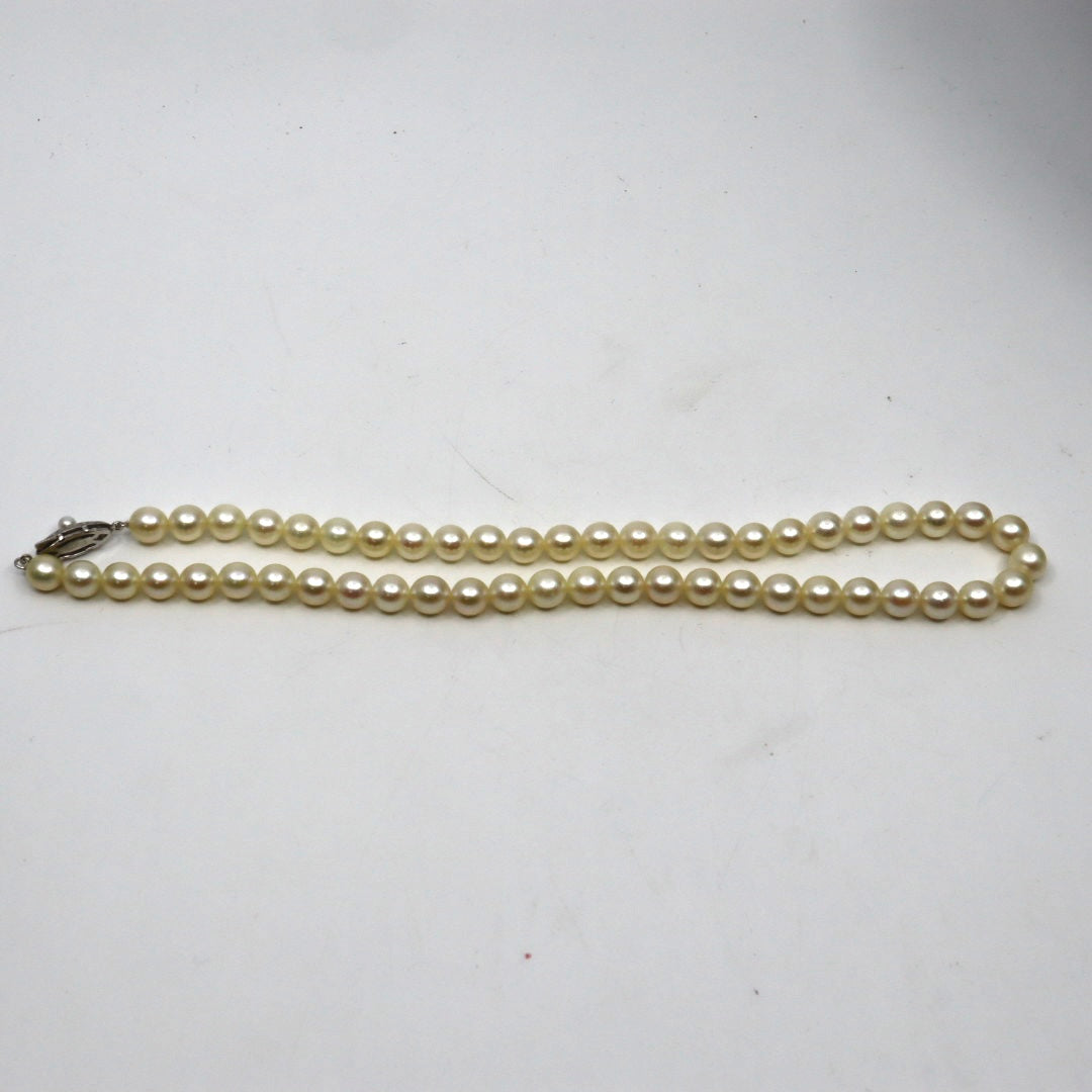 本真珠 アコヤ真珠 ネックレス シルバー金具 i2 約41cm ラウンドパール 約6.5〜6.9mm フォーマル 冠婚葬祭 セレモニー パールネックレス レディース ジュエリー