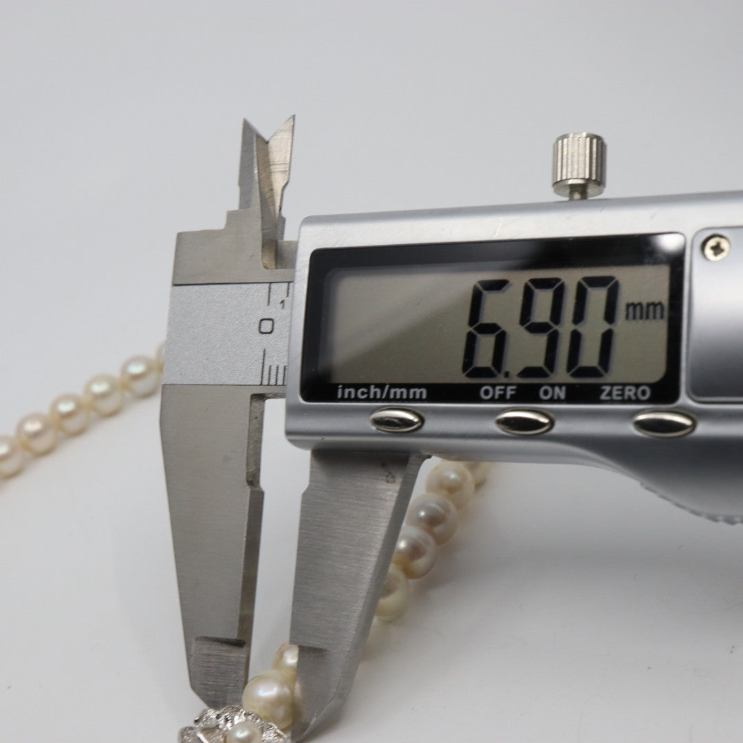 本真珠 アコヤ真珠 ネックレス 約40cm i1　ラウンドパール 約6.9〜7.2mm シルバー金具 フォーマル 冠婚葬祭 セレモニー パールネックレス レディース ジュエリー