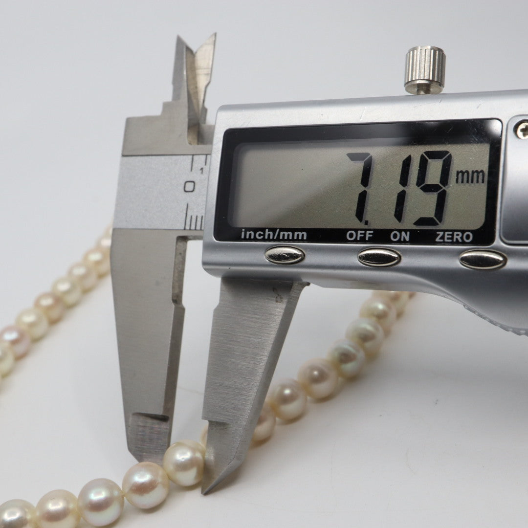 本真珠 アコヤ真珠 ネックレス 約40cm i1　ラウンドパール 約6.9〜7.2mm シルバー金具 フォーマル 冠婚葬祭 セレモニー パールネックレス レディース ジュエリー