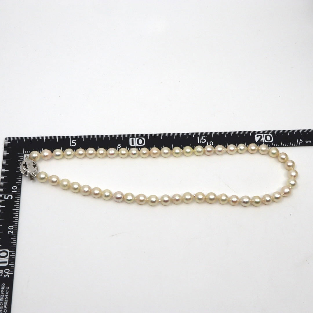 本真珠 アコヤ真珠 ネックレス 約44cm ラウンドパール i10 約7.5〜7.9mm シルバー金具 フラワーモチーフクラスプ フォーマル 冠婚葬祭 セレモニー パールネックレス レディース