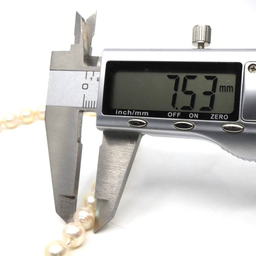 本真珠 アコヤ真珠 ネックレス 約44cm ラウンドパール i10 約7.5〜7.9mm シルバー金具 フラワーモチーフクラスプ フォーマル 冠婚葬祭 セレモニー パールネックレス レディース