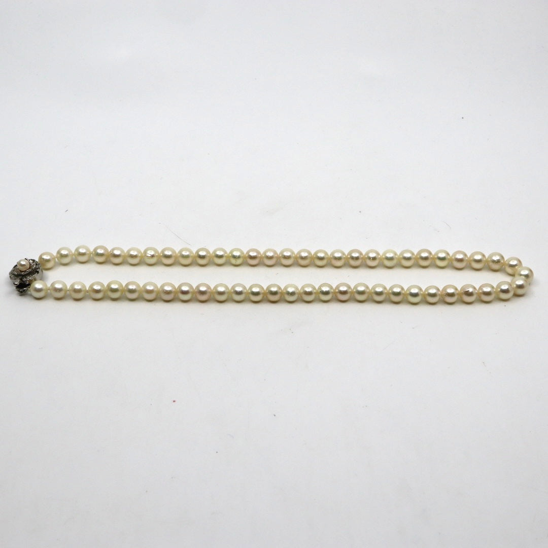 本真珠 アコヤ真珠 ネックレス 7.0〜7.3mm i4 シルバー金具 フラワークラスプ フォーマル 冠婚葬祭 セレモニー パールネックレス レディース ジュエリー
