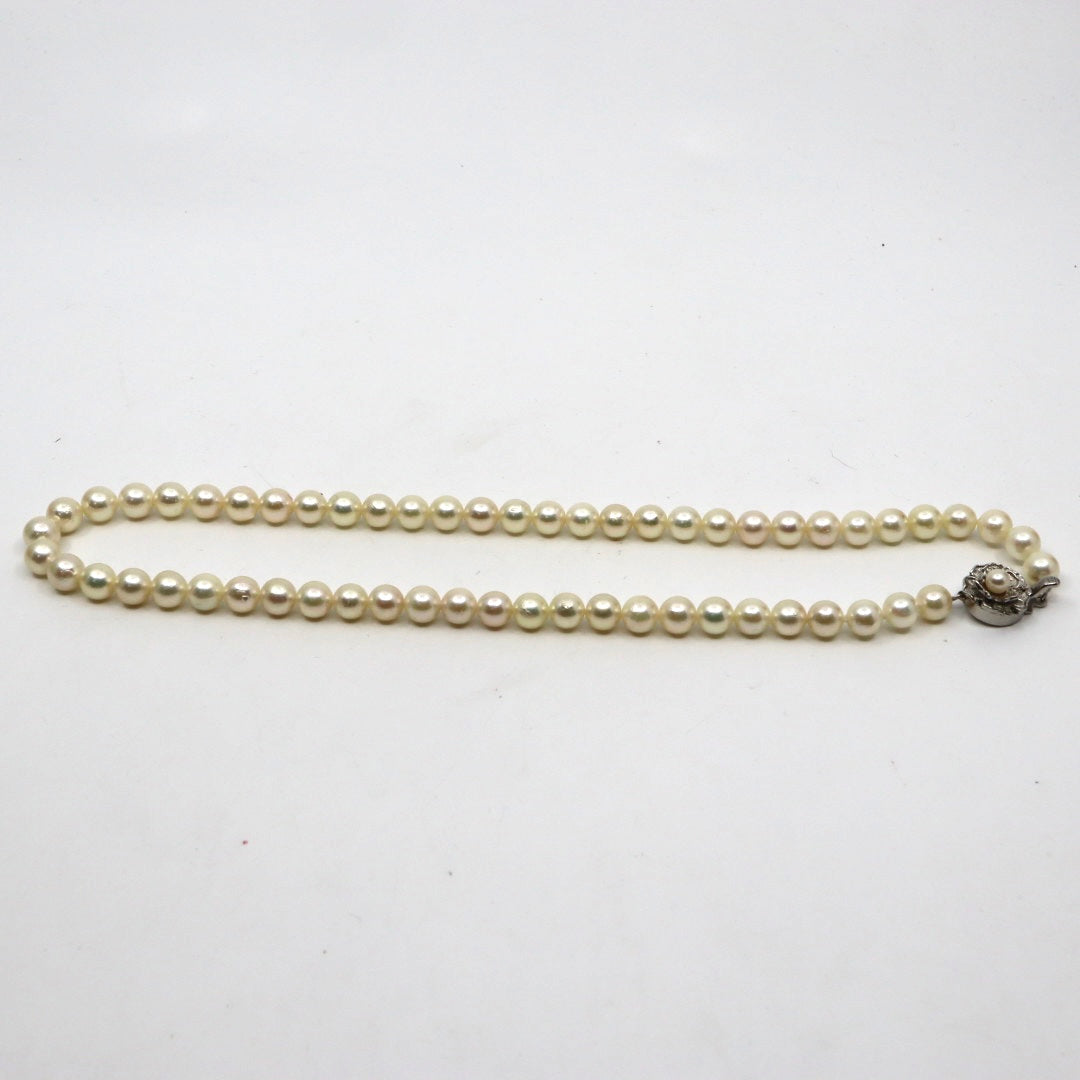 本真珠 アコヤ真珠 ネックレス 7.0〜7.3mm i4 シルバー金具 フラワークラスプ フォーマル 冠婚葬祭 セレモニー パールネックレス レディース ジュエリー