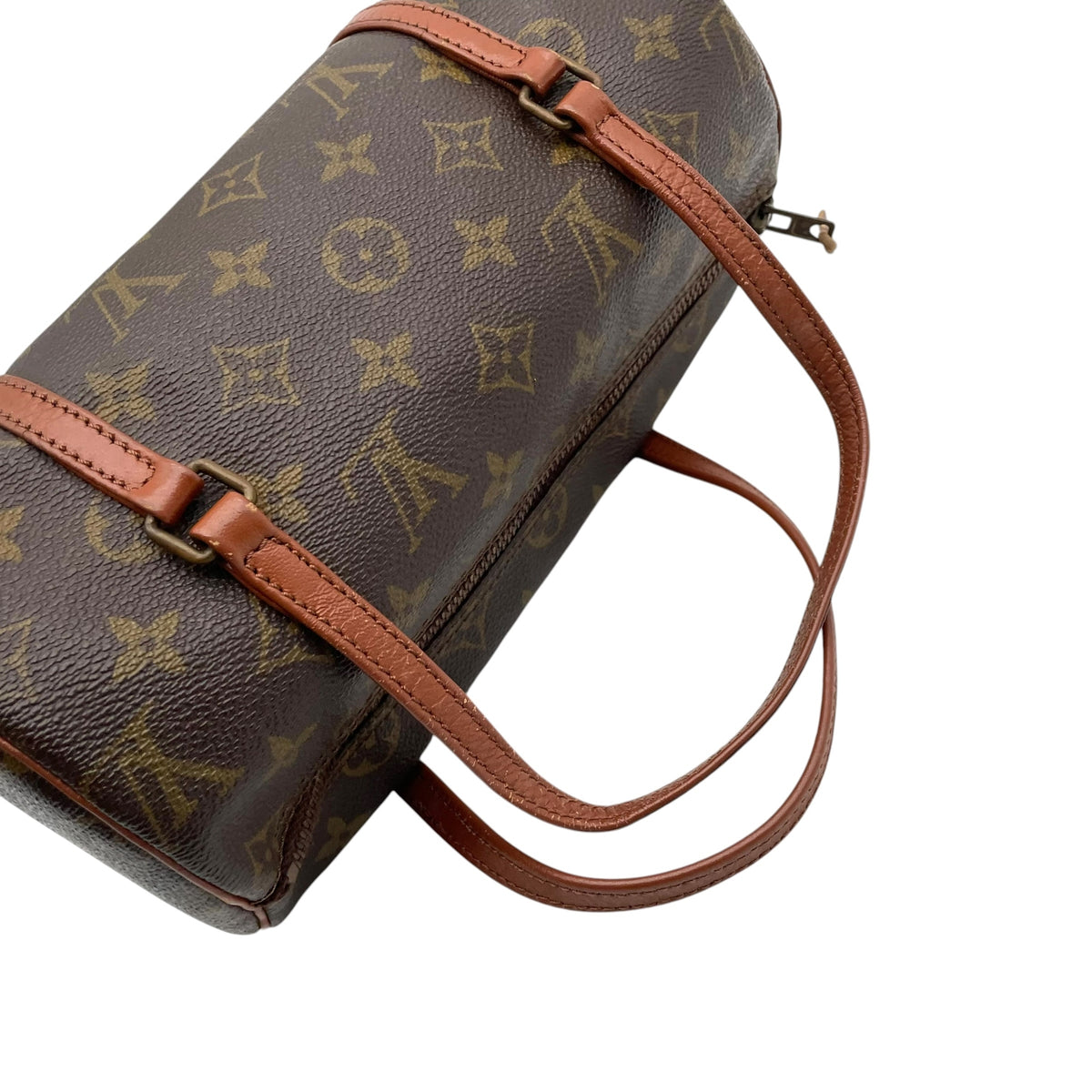 ルイヴィトン LOUIS VUITTON パピヨン 26 モノグラム ハンドバッグ ミニボストンバッグ ドラム型 円筒型 手提げかばん PVC レザー 本革 ブラウン 茶 ゴールド金具 旧型 ヴィンテージ クラシカル レディース K3