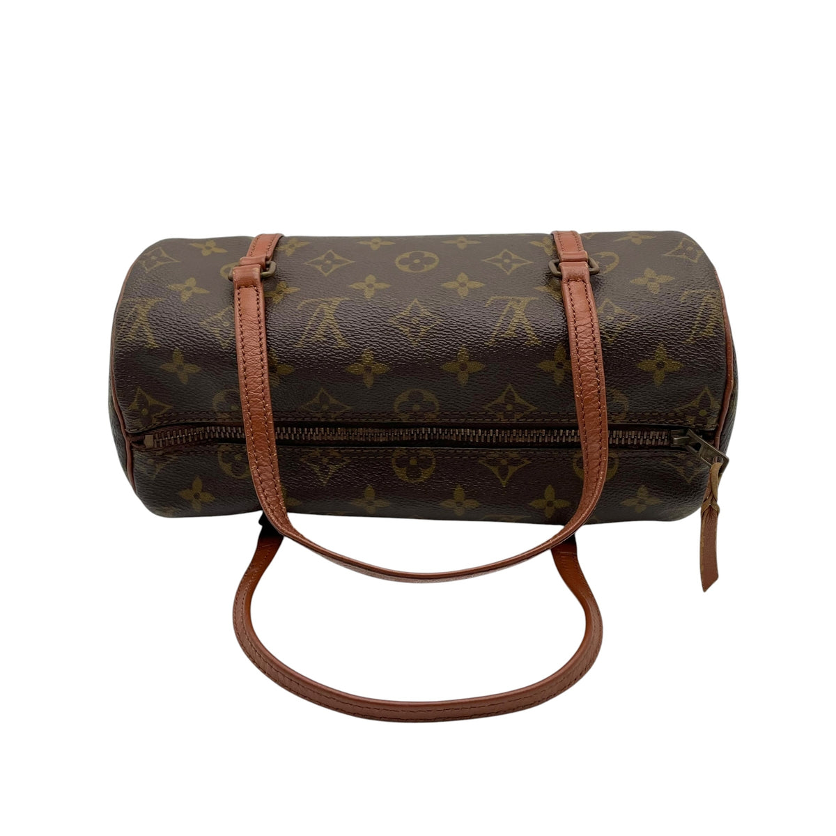 ルイヴィトン LOUIS VUITTON パピヨン 26 モノグラム ハンドバッグ ミニボストンバッグ ドラム型 円筒型 手提げかばん PVC レザー 本革 ブラウン 茶 ゴールド金具 旧型 ヴィンテージ クラシカル レディース K3