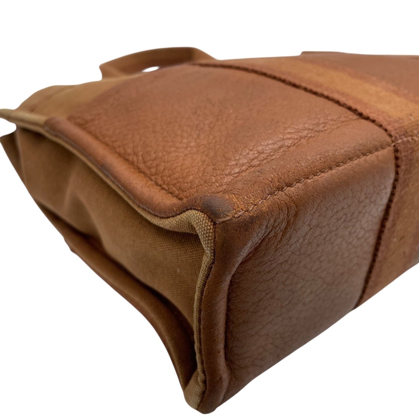 HERMES エルメス フールトゥ トートバッグ キャンバス レザー ハンドバッグ ブラウン シルバー金具 レディース B2