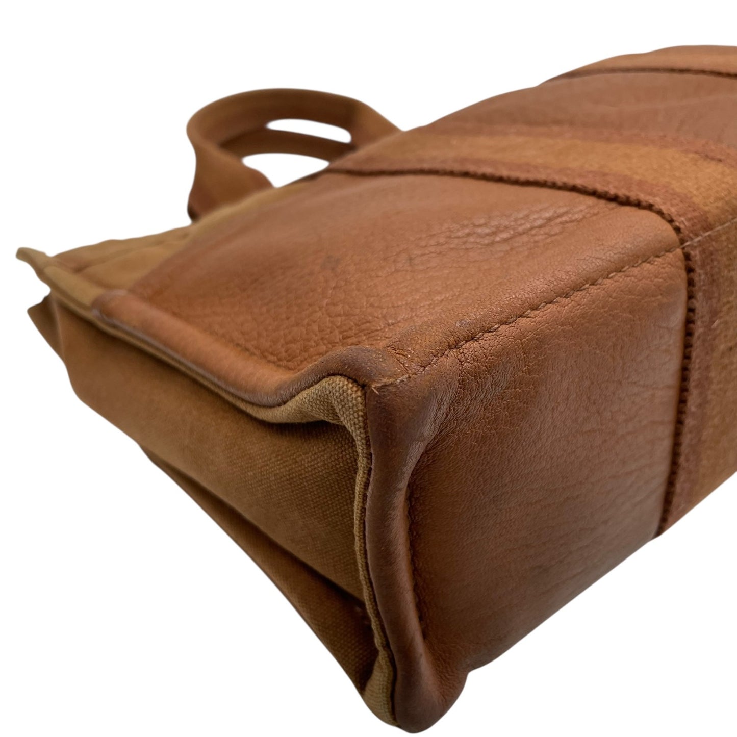 HERMES エルメス フールトゥ トートバッグ キャンバス レザー ハンドバッグ ブラウン シルバー金具 レディース B2