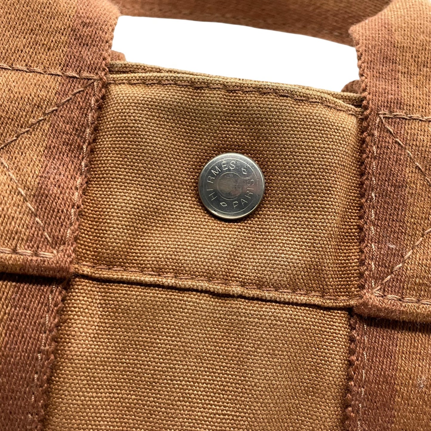 HERMES エルメス フールトゥ トートバッグ キャンバス レザー ハンドバッグ ブラウン シルバー金具 レディース B2