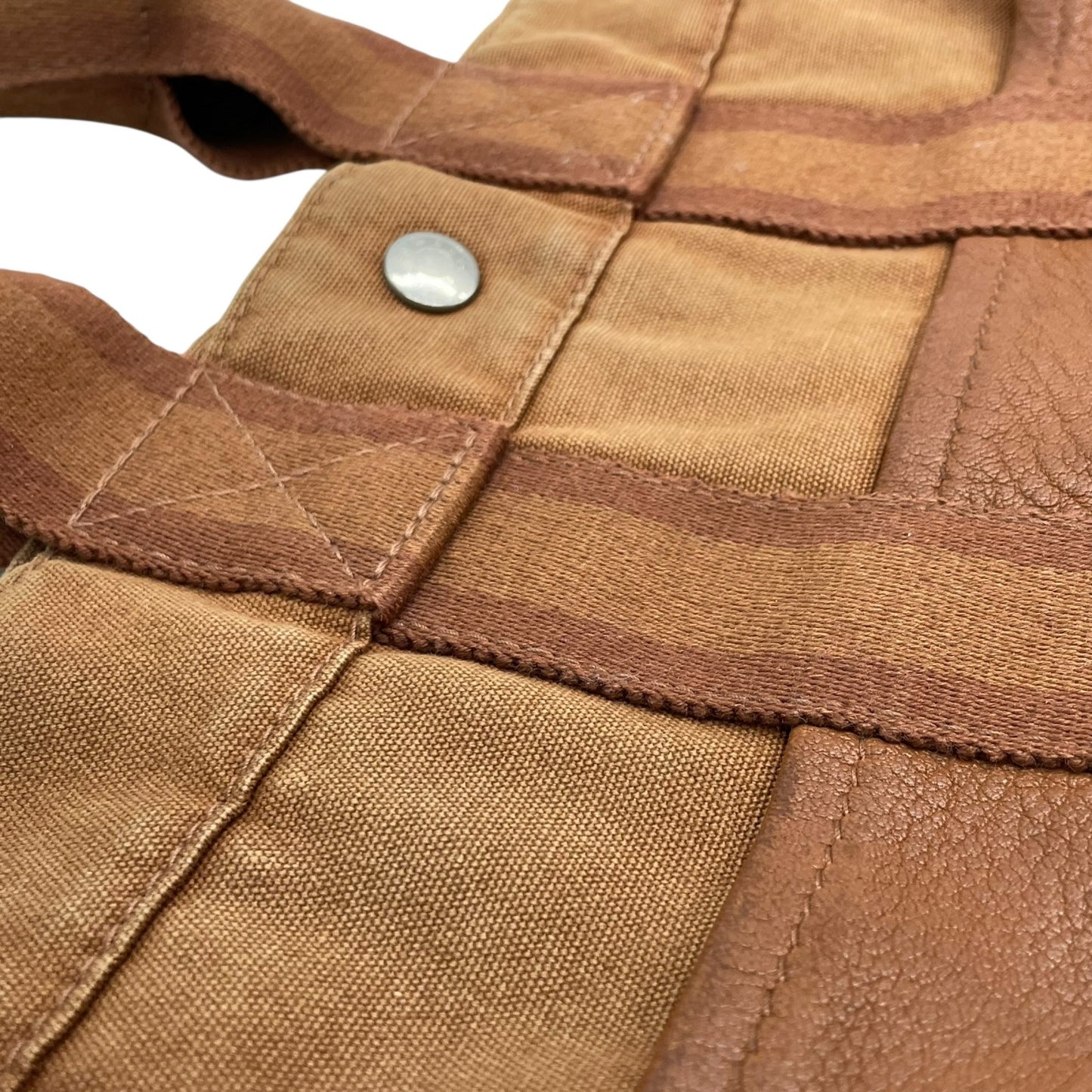 HERMES エルメス フールトゥ トートバッグ キャンバス レザー ハンドバッグ ブラウン シルバー金具 レディース B2