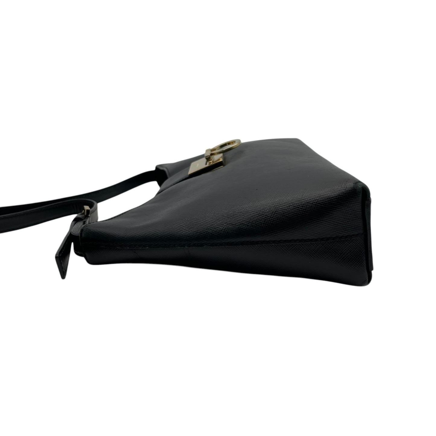 Salvatore Ferragamo フェラガモ ガンチーニ レザー ワンショルダーバッグ ブラック ゴールド金具 肩掛け ハンドバッグ イタリア製 レディース U8
