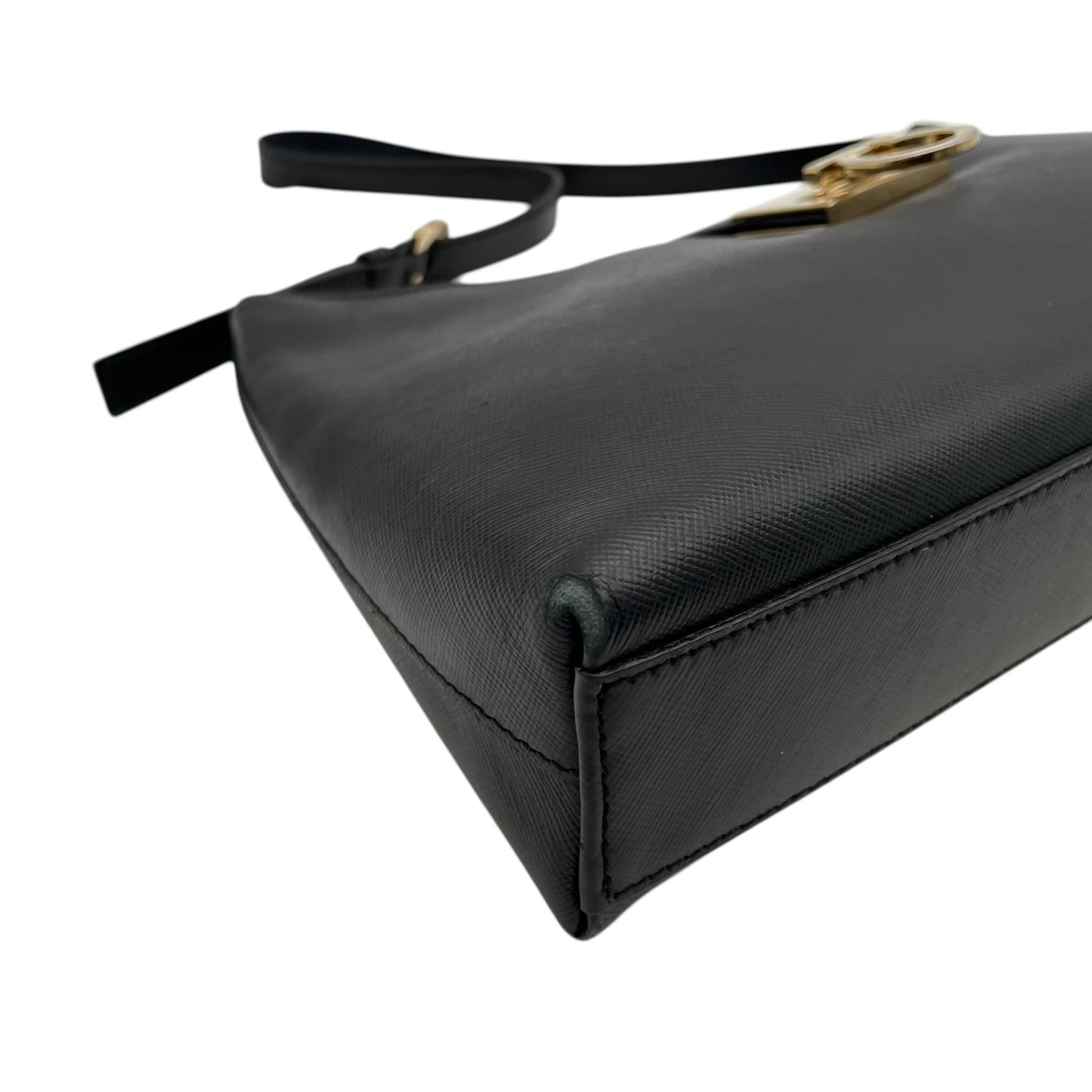 Salvatore Ferragamo フェラガモ ガンチーニ レザー ワンショルダーバッグ ブラック ゴールド金具 肩掛け ハンドバッグ イタリア製 レディース U8