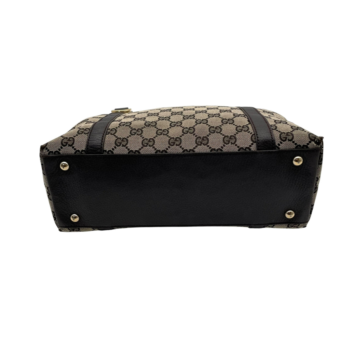 グッチ GUCCI GGキャンバス レザー トートバッグ ショルダーバッグ 肩掛け A4サイズ収納可能 キャンバス 本革 グレー ダークブラウン 茶 ゴールド金具 チャーム用Dカン 272399 エレガント クラシカル 通勤 通学 レディース D2