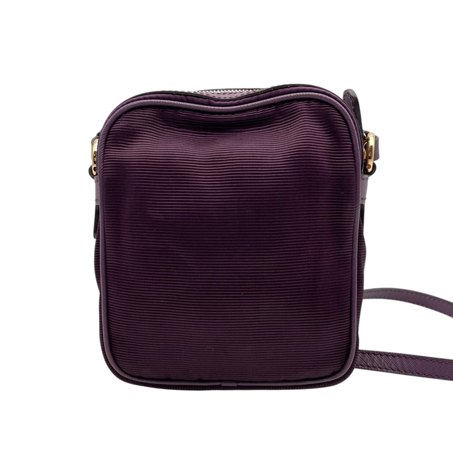 Salvatore Ferragamo フェラガモ ヴァラリボン ミニショルダーバッグ ナイロン レザー 紫 パープル ゴールド金具 斜め掛け ポシェット イタリア製 レディース U8