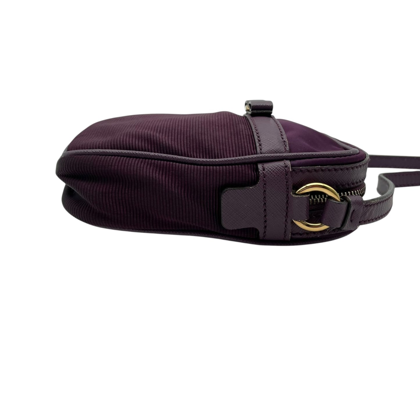 Salvatore Ferragamo フェラガモ ヴァラリボン ミニショルダーバッグ ナイロン レザー 紫 パープル ゴールド金具 斜め掛け ポシェット イタリア製 レディース U8