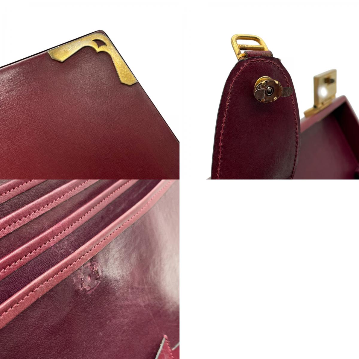 Cartier カルティエ Must de Cartier レザー アタッシュケース ビジネスバッグ ボルドー ゴールド金具 マストライン ブリーフケース メンズ E