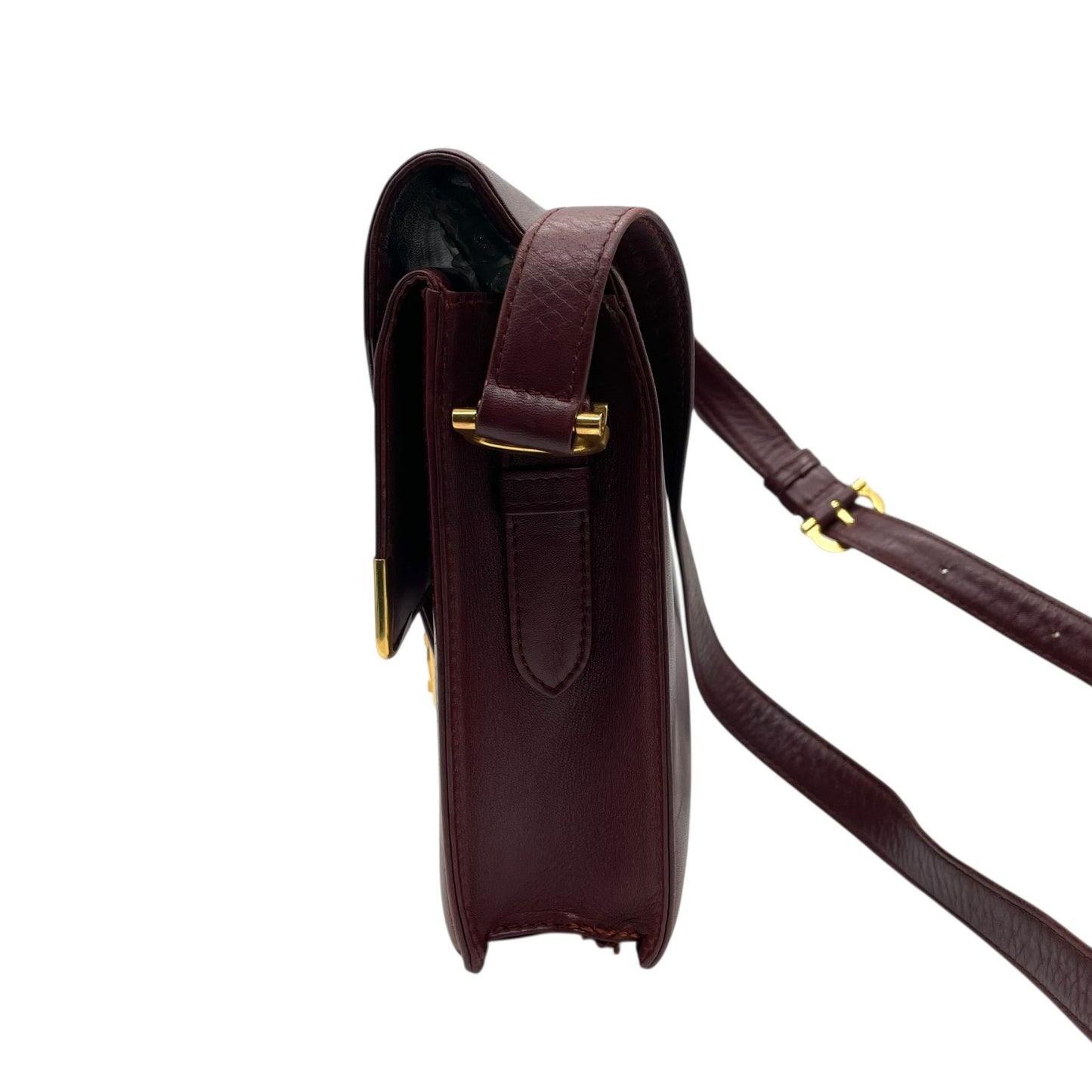 Cartier カルティエ Must de Cartier レザー ショルダーバッグ メッセンジャーバッグ ボルドー ゴールド金具 マストライン 斜め掛け ヴィンテージ レディース K3