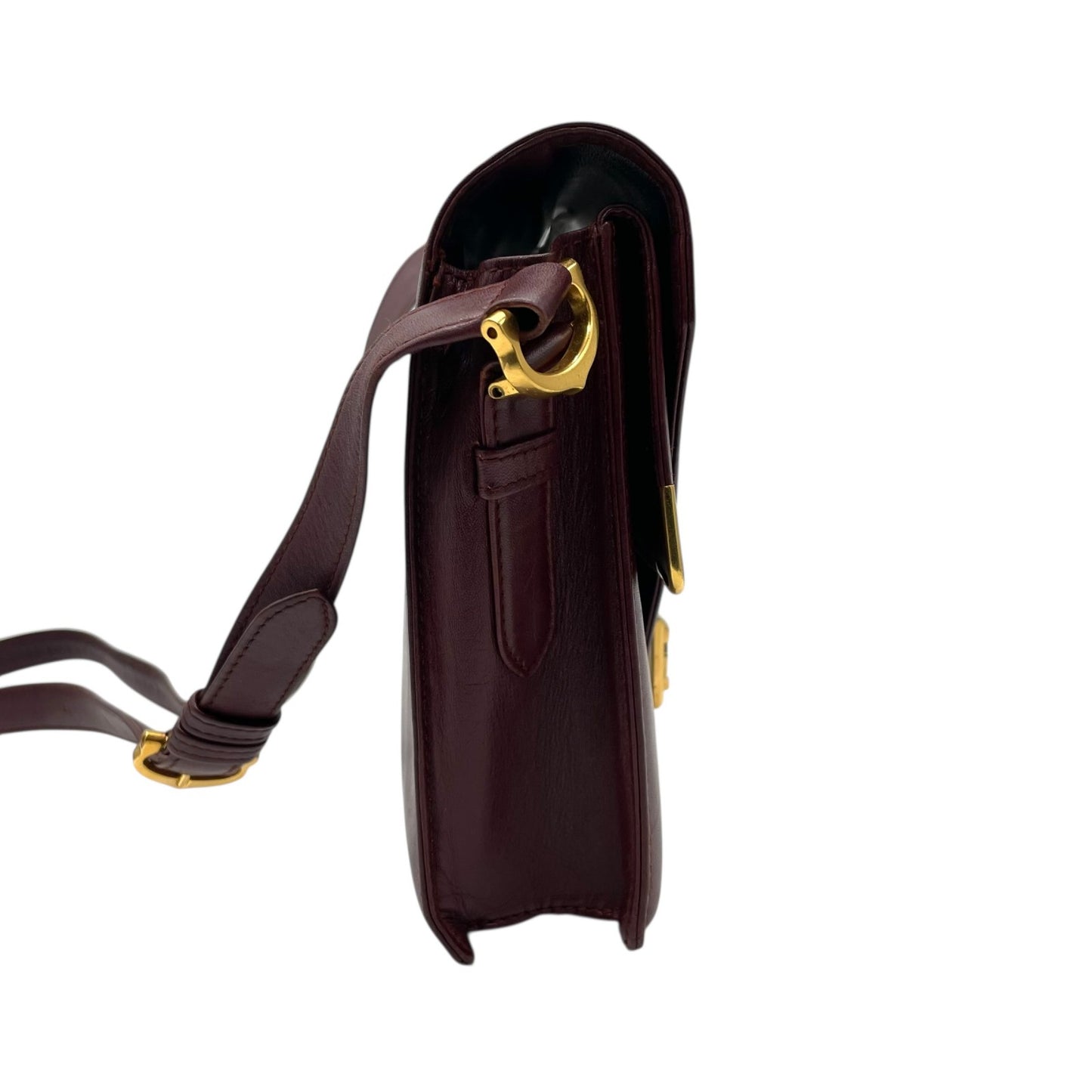 Cartier カルティエ Must de Cartier レザー ショルダーバッグ メッセンジャーバッグ ボルドー ゴールド金具 マストライン 斜め掛け ヴィンテージ レディース K3