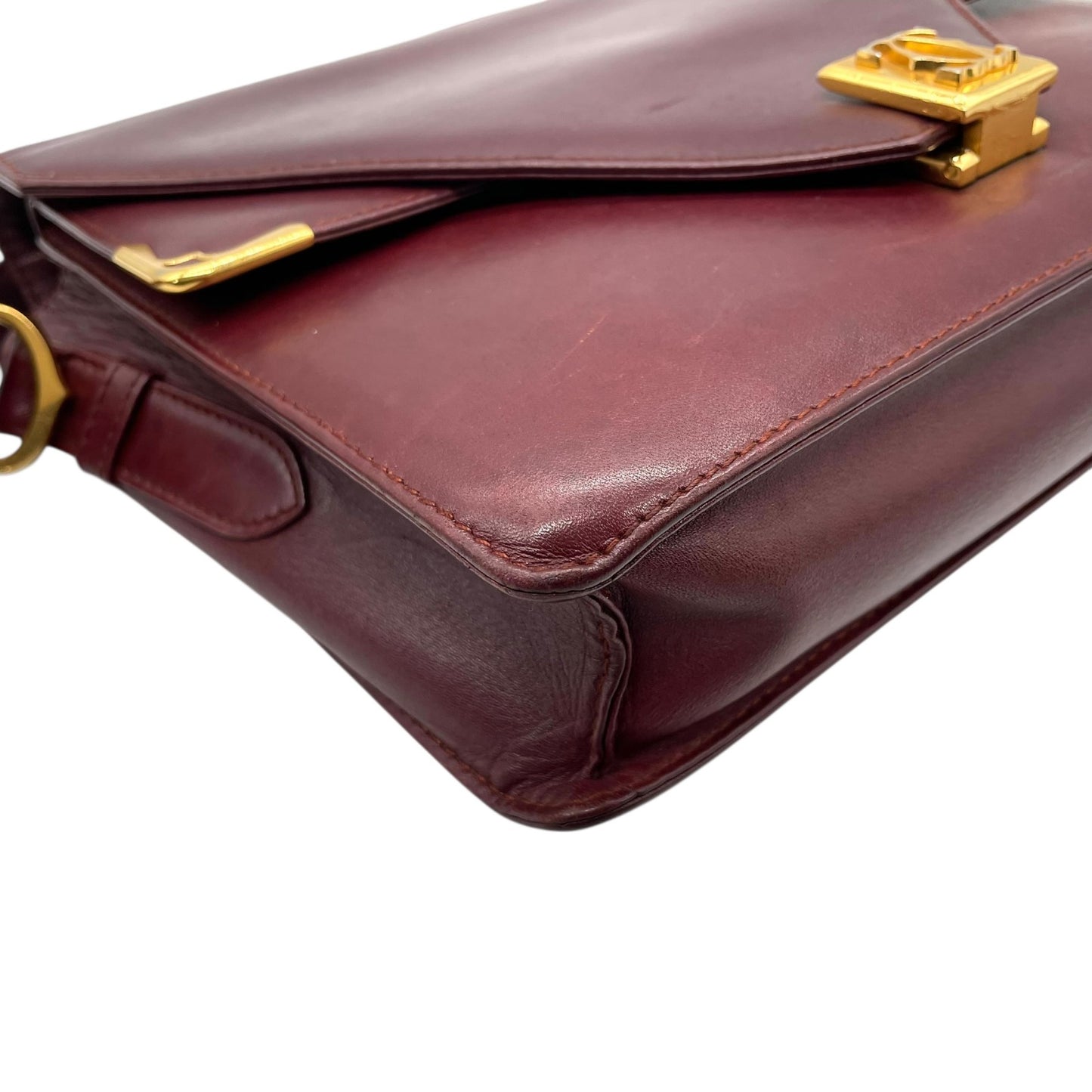 Cartier カルティエ Must de Cartier レザー ショルダーバッグ メッセンジャーバッグ ボルドー ゴールド金具 マストライン 斜め掛け ヴィンテージ レディース K3